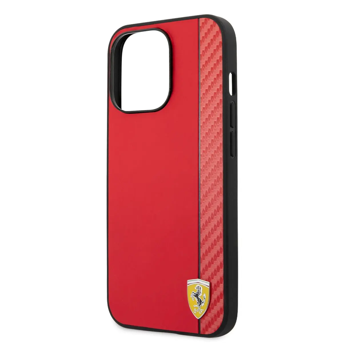iPhone 14 Pro MagSafe Uyumlu PU Deri Kılıf - Ferrari Karbon Şeritli