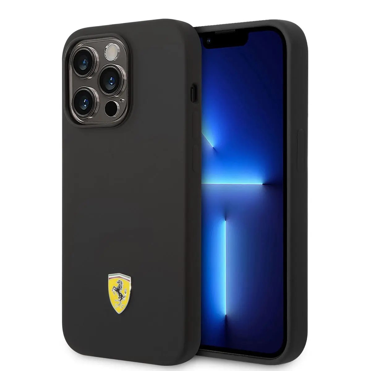 iPhone 14 Pro MagSafe Uyumlu Silikon Kılıf - Ferrari Metal Logo