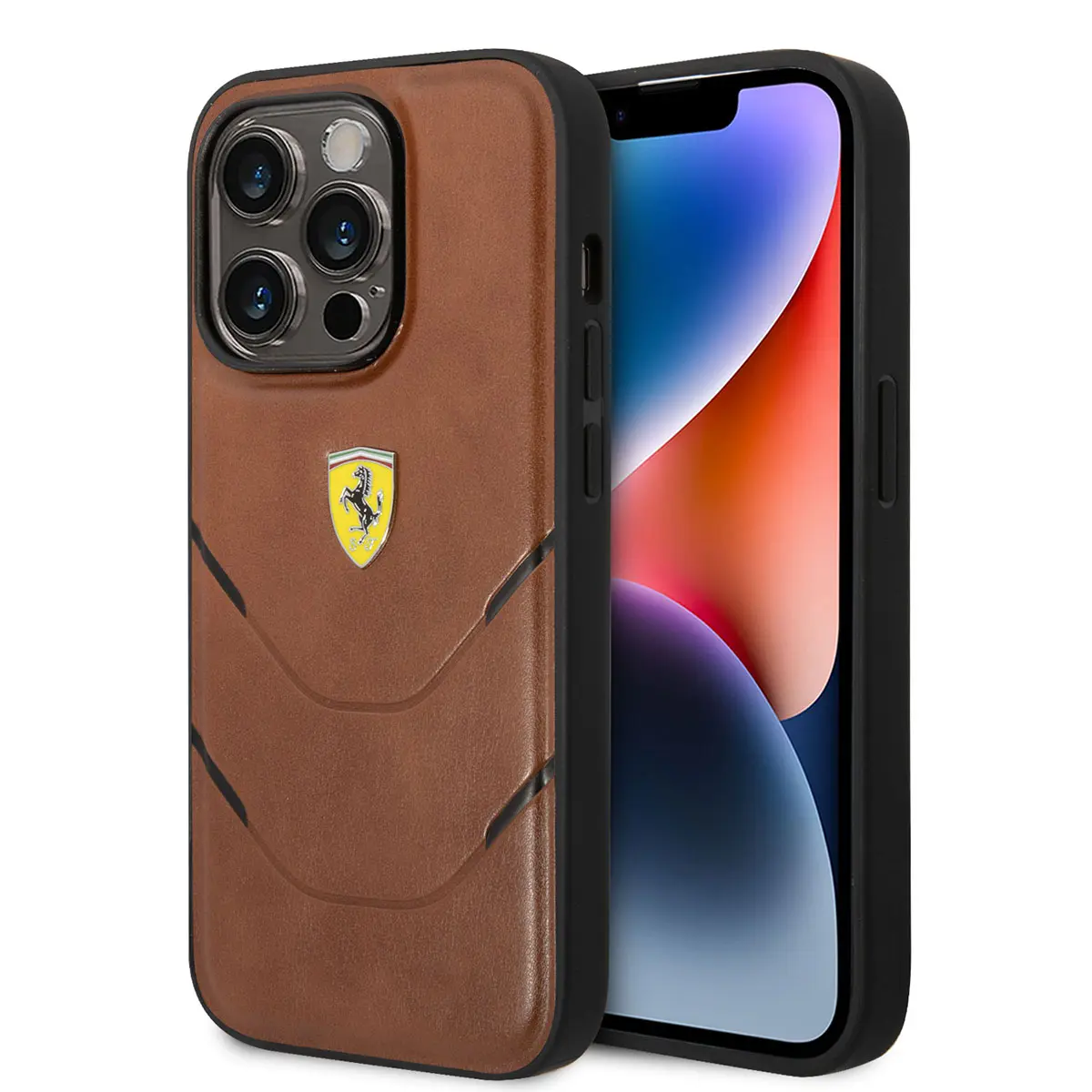iPhone 14 Pro PU Deri Çizgili Kılıf - Ferrari Lisanslı