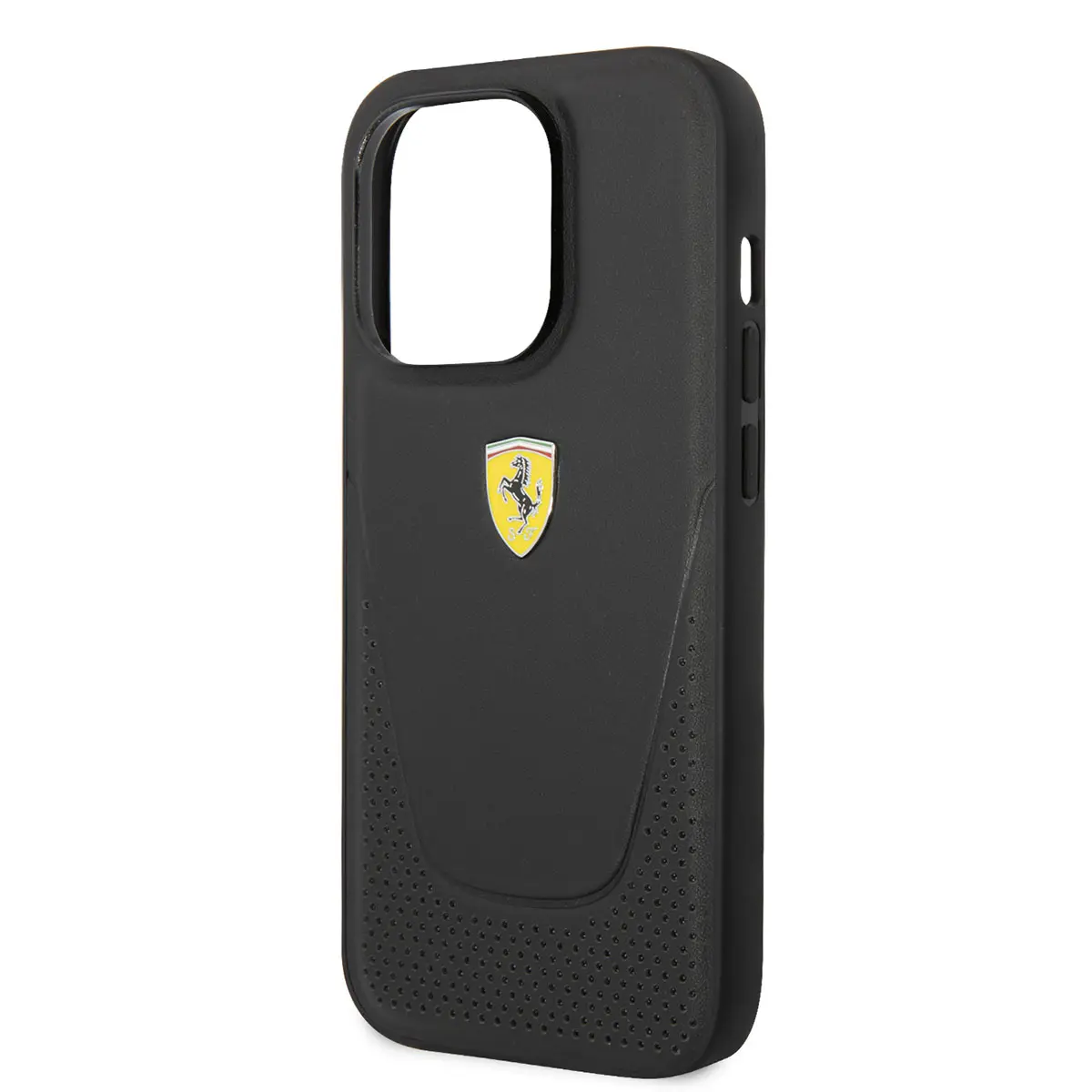 iPhone 14 Pro Delikli Tasarım Deri Kılıf - Ferrari