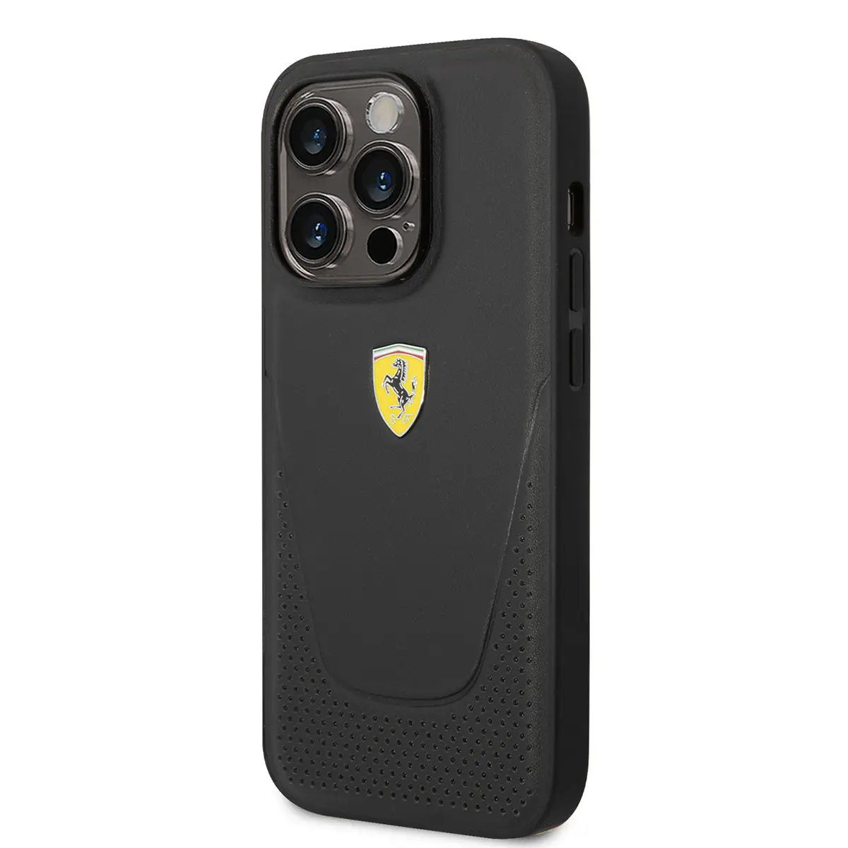 iPhone 14 Pro Delikli Tasarım Deri Kılıf - Ferrari