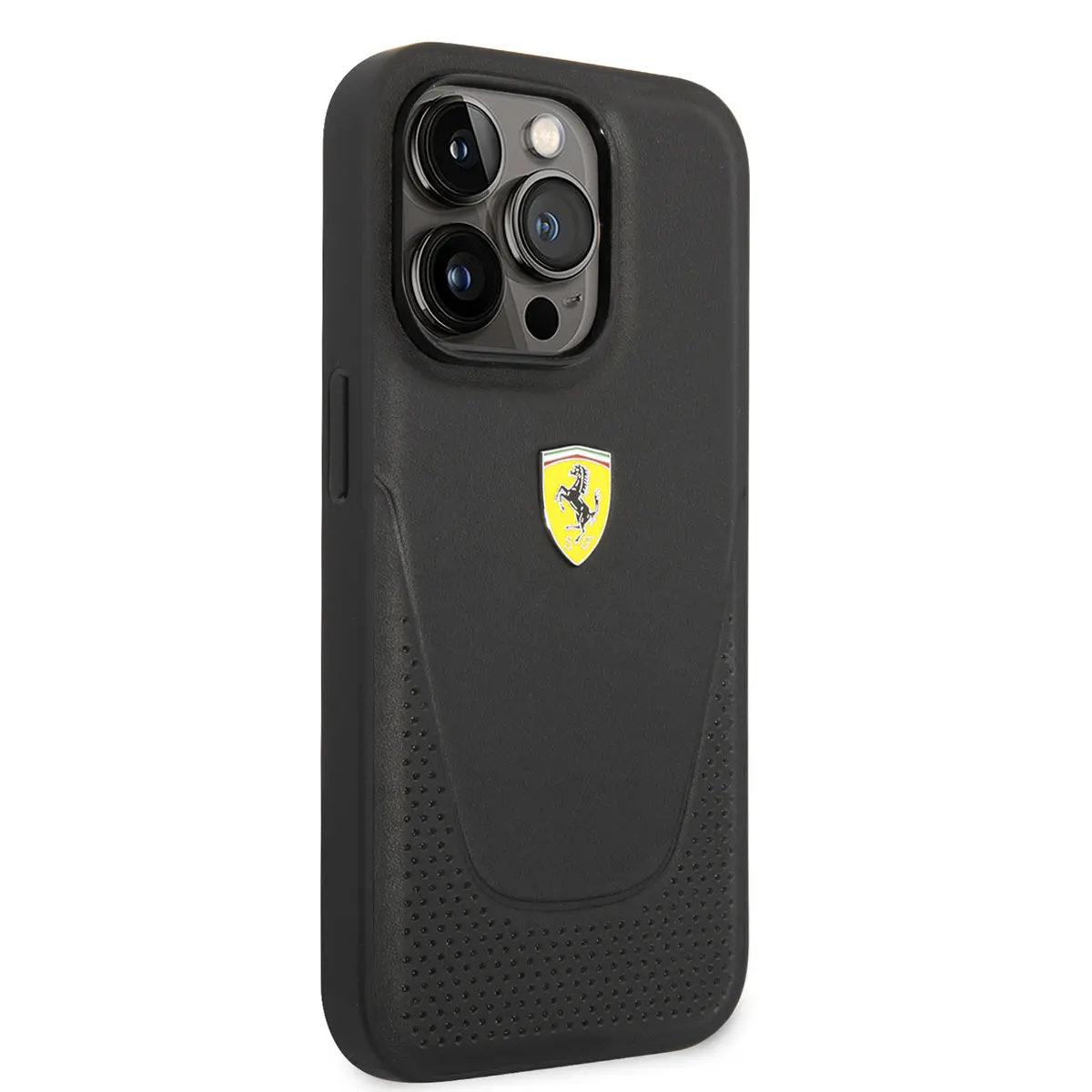 iPhone 14 Pro Delikli Tasarım Deri Kılıf - Ferrari