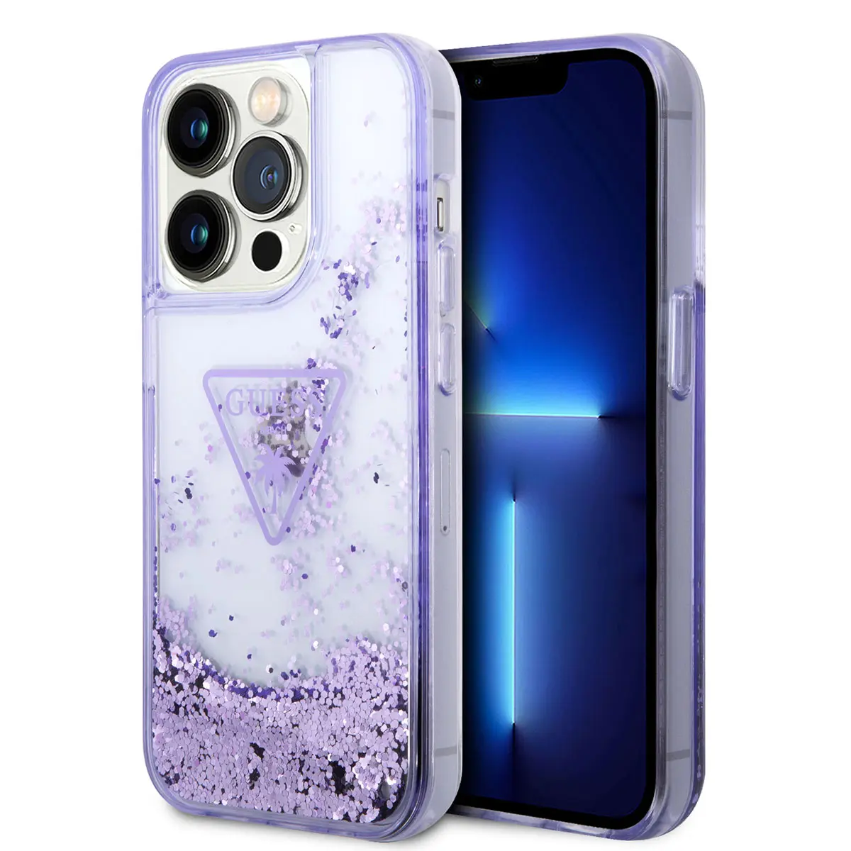 iPhone 14 Pro Sıvılı Simli Şeffaf Kılıf - Guess