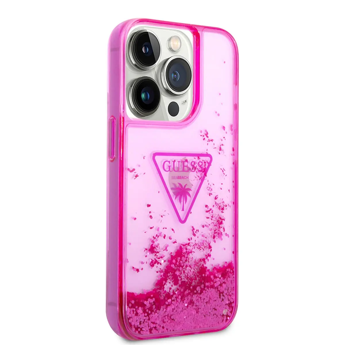 iPhone 14 Pro Sıvılı Simli Şeffaf Kılıf - Guess