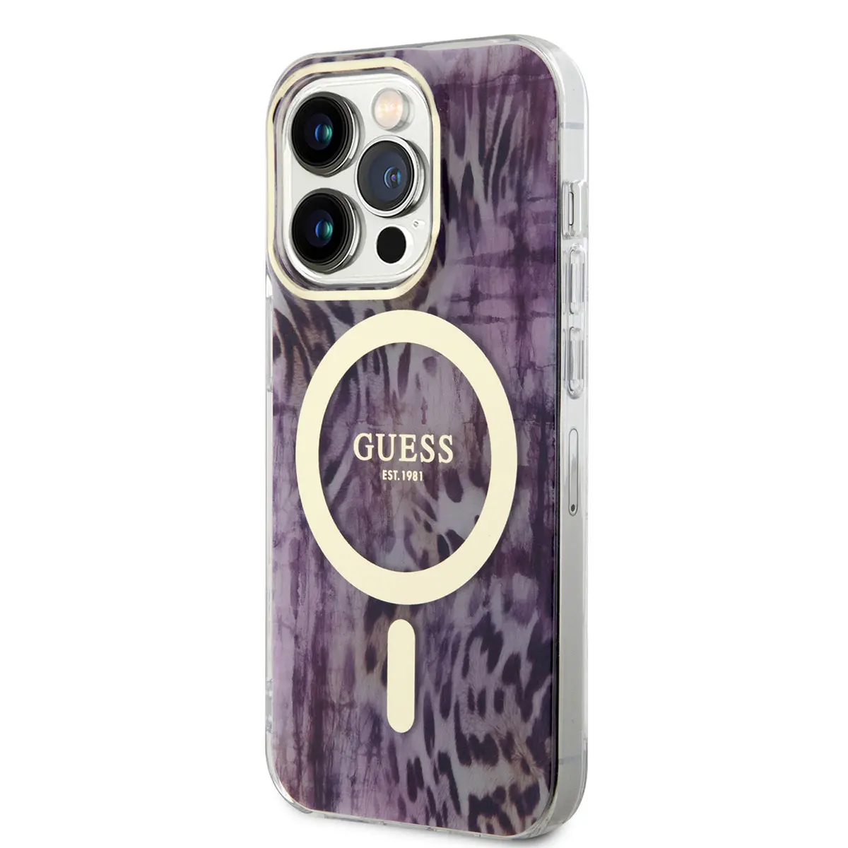 iPhone 14 Pro MagSafe Uyumlu Leopar Desenli Kılıf - Guess