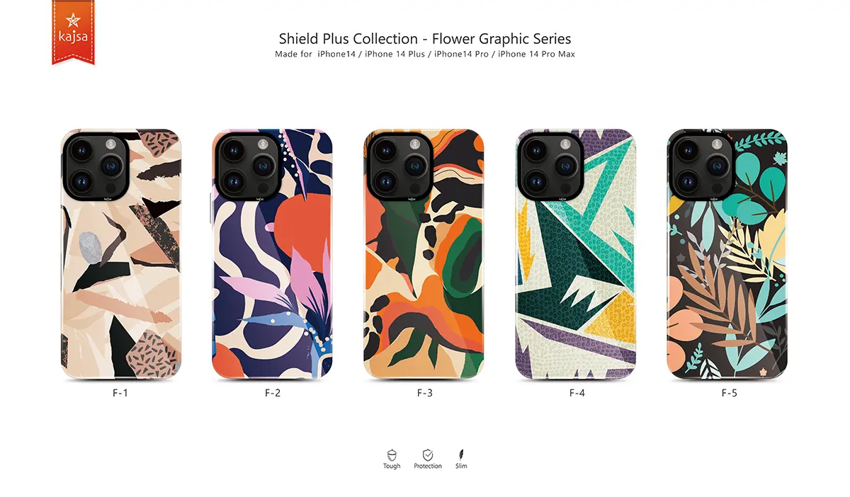 iPhone 14 Pro Desenli Kılıf - Kajsa Shield Plus Flower Graphic