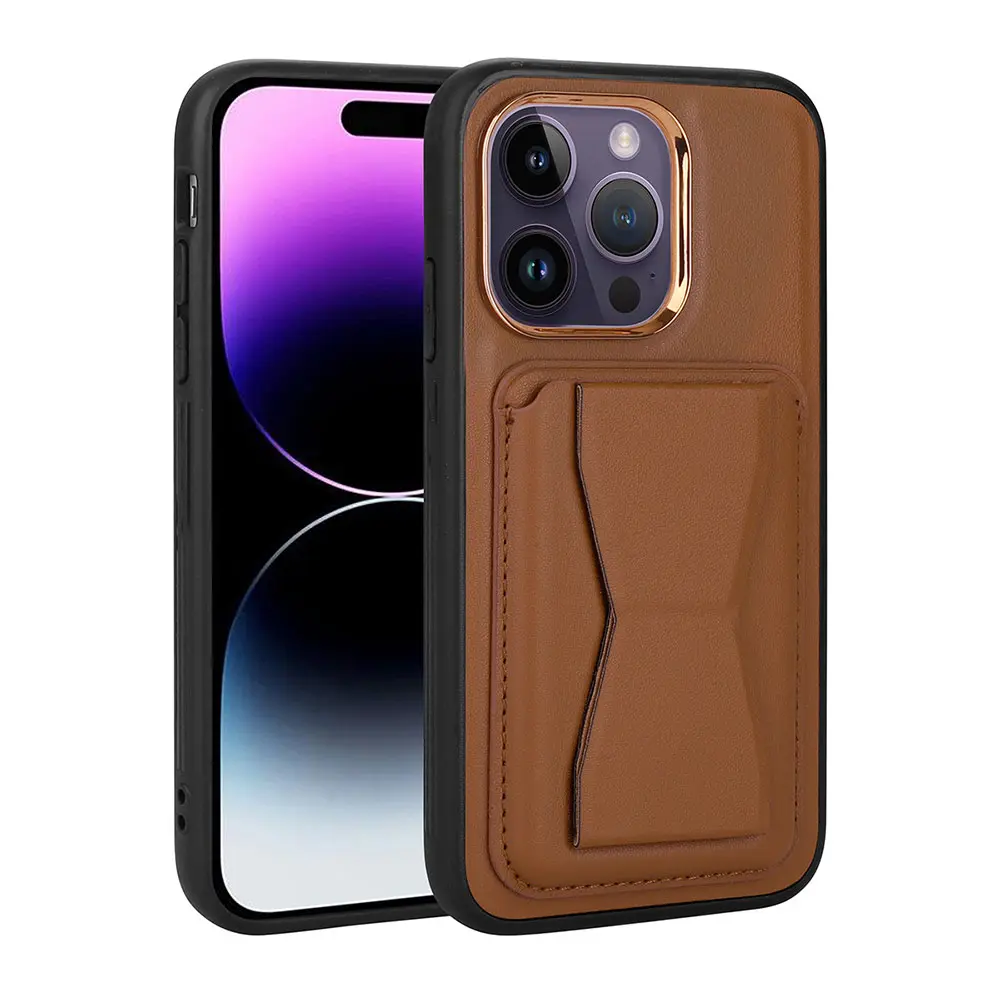 iPhone 14 Pro Kartlıklı ve Standlı PU Deri Kılıf - Zore Memo