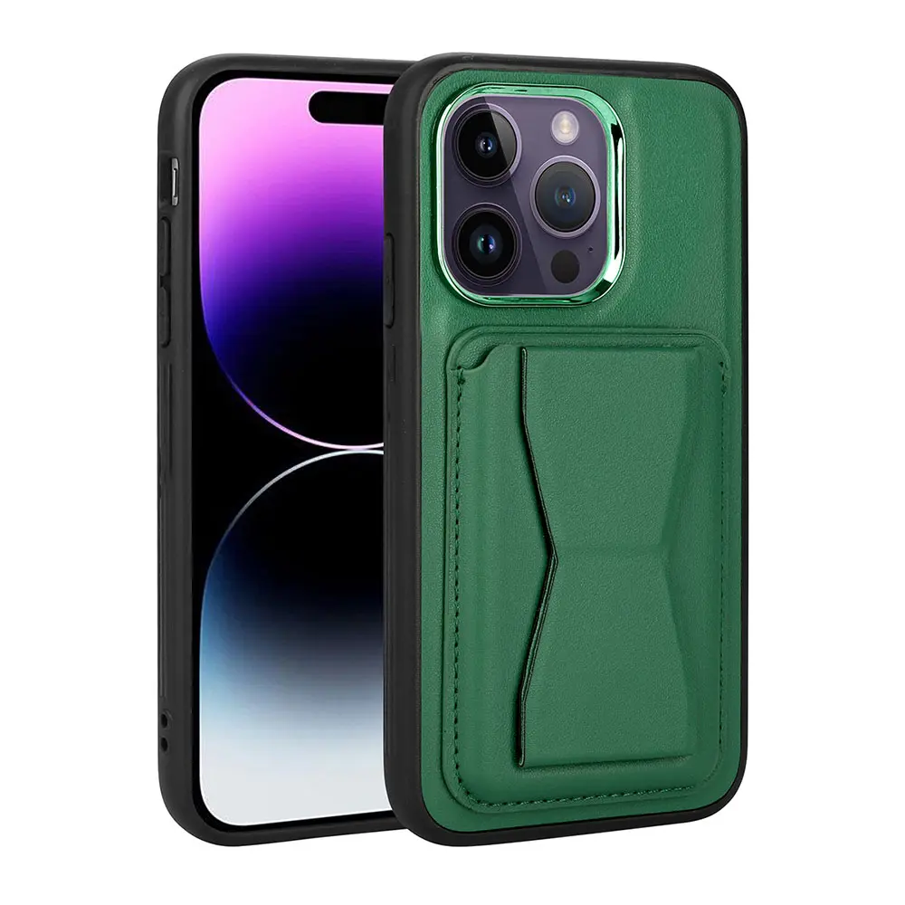 iPhone 14 Pro Kartlıklı ve Standlı PU Deri Kılıf - Zore Memo