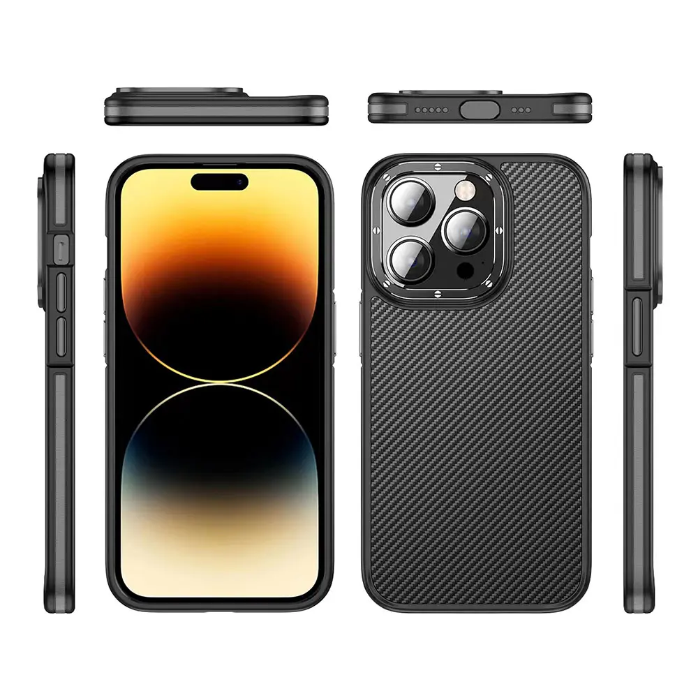 iPhone 14 Pro MagSafe Uyumlu Karbon Fiber Görünümlü Kılıf - Wlons Marin