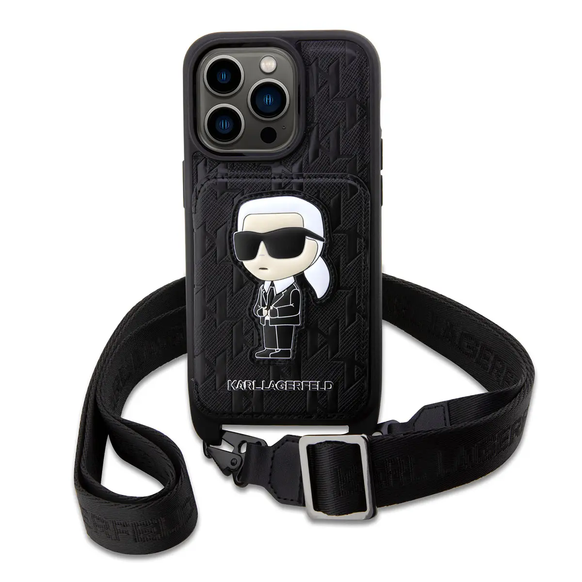 iPhone 14 Pro Kartlıklı Boyun Askılı Kılıf - Karl Lagerfeld Karl Dizayn