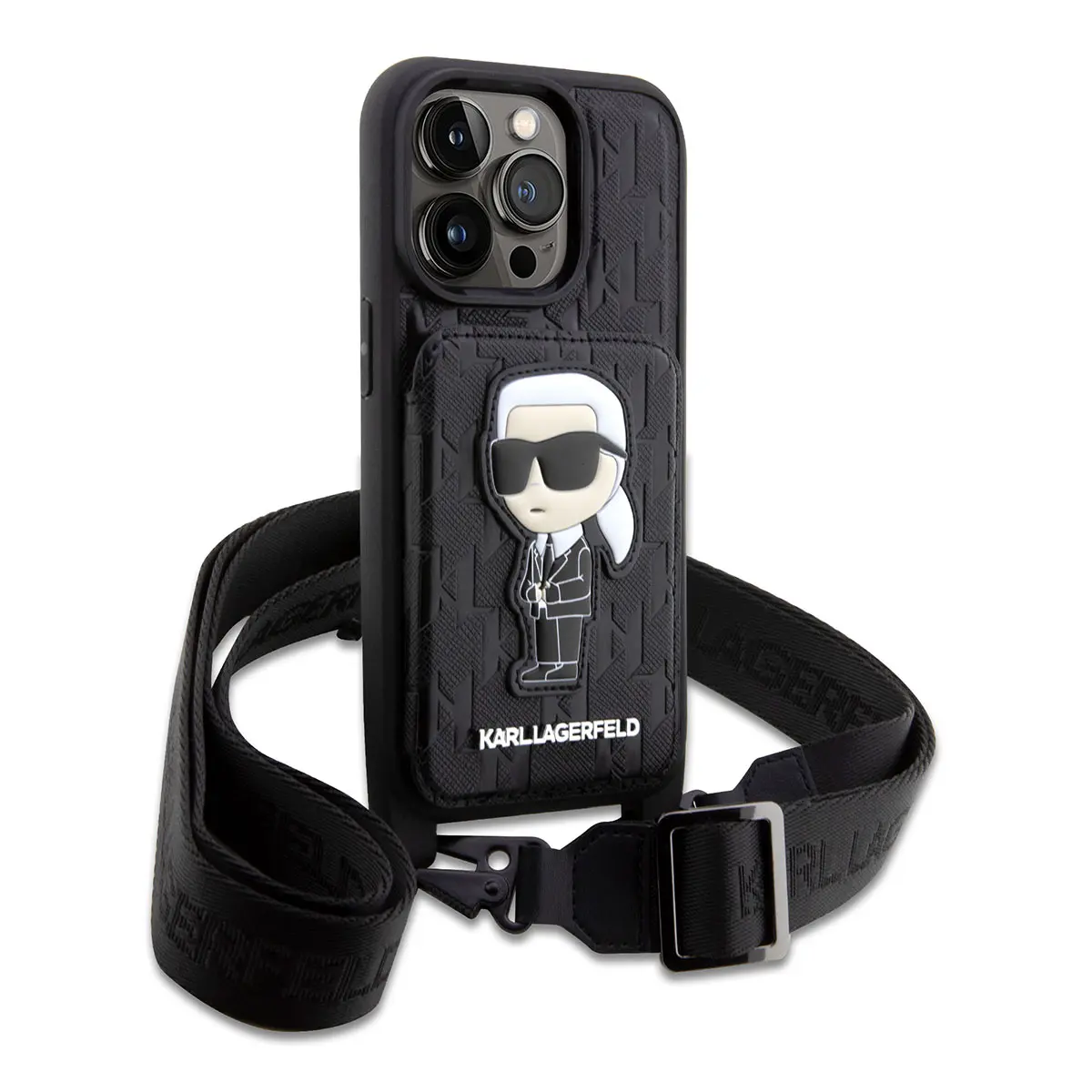 iPhone 14 Pro Kartlıklı Boyun Askılı Kılıf - Karl Lagerfeld Karl Dizayn