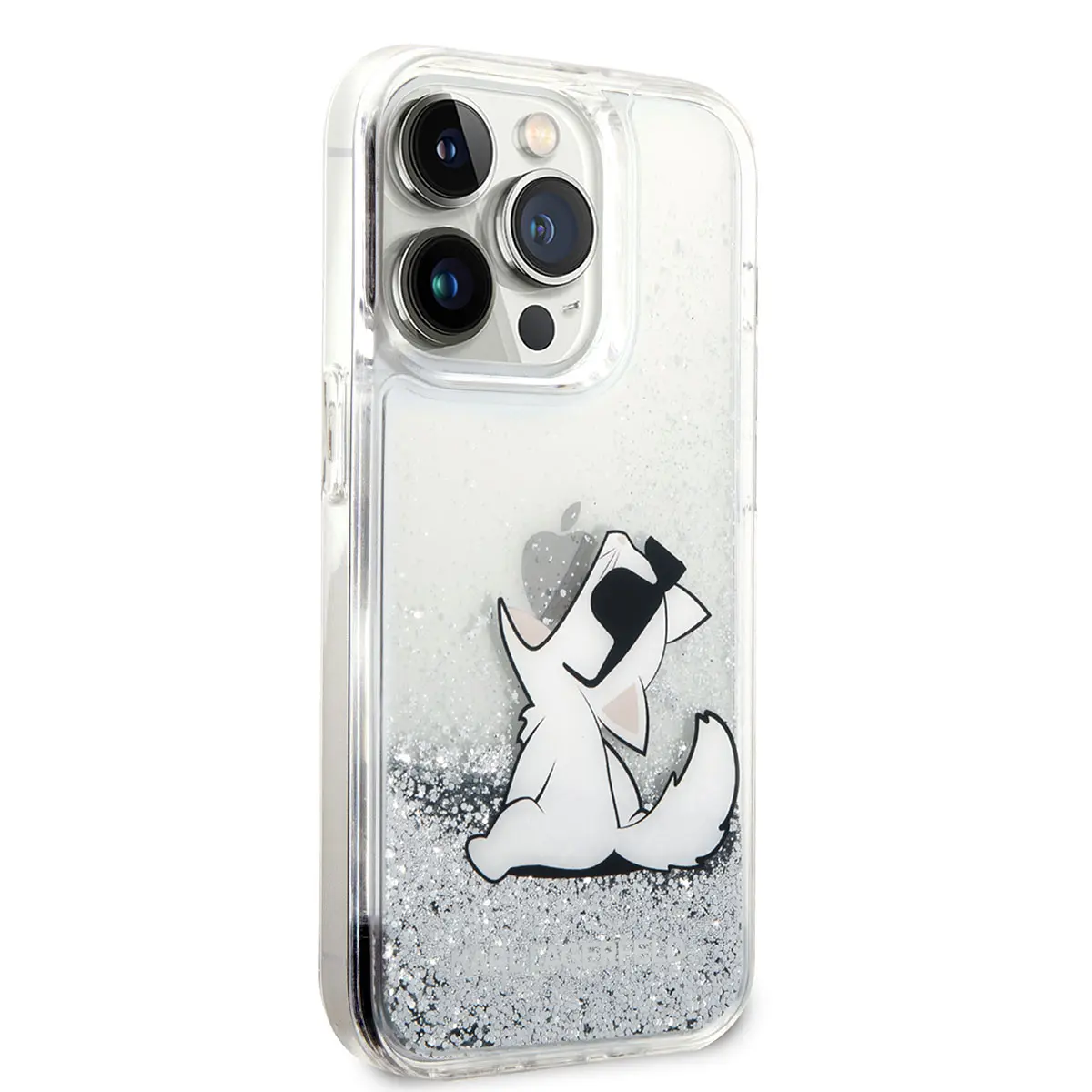 iPhone 14 Pro Sıvılı Simli Choupette Desenli Kılıf - Karl Lagerfeld