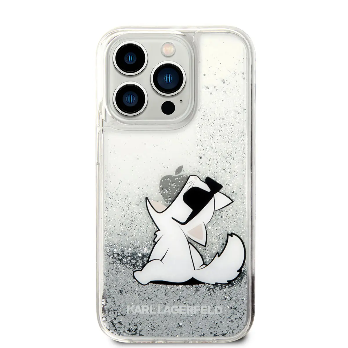 iPhone 14 Pro Sıvılı Simli Choupette Desenli Kılıf - Karl Lagerfeld