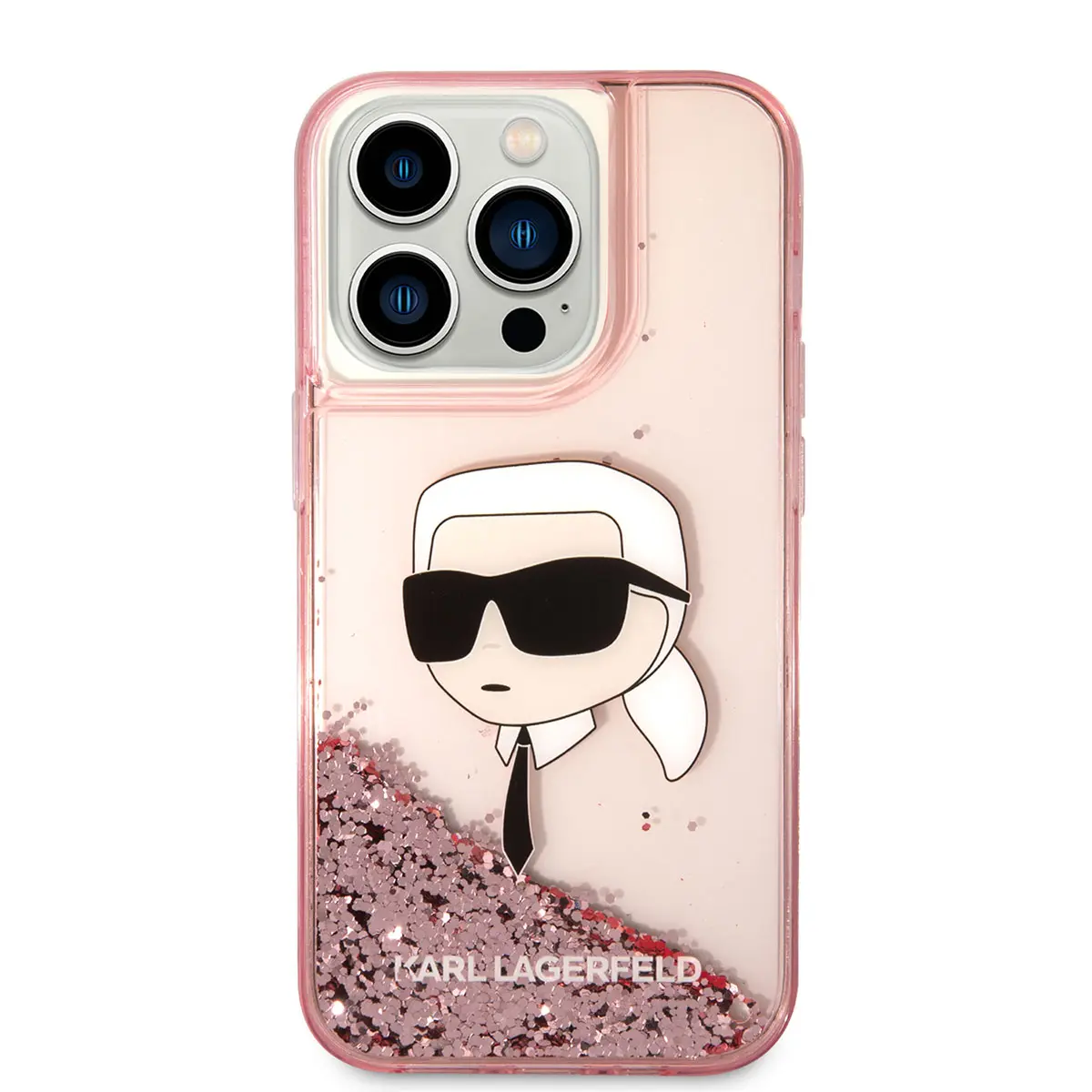 iPhone 14 Pro Sıvılı Simli Karl Head Desenli Kılıf - Karl Lagerfeld