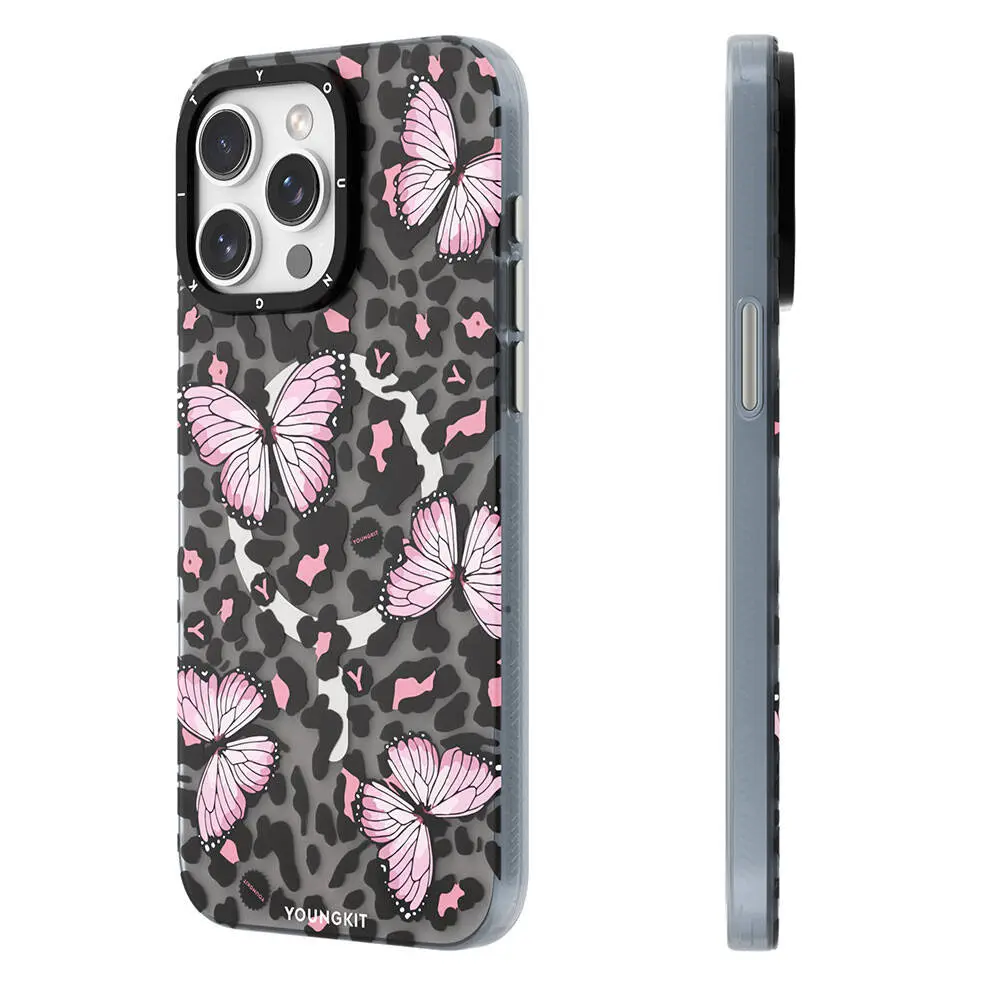 iPhone 14 Pro MagSafe Uyumlu Kelebek Desenli Kılıf - Youngkit Shadow Dance