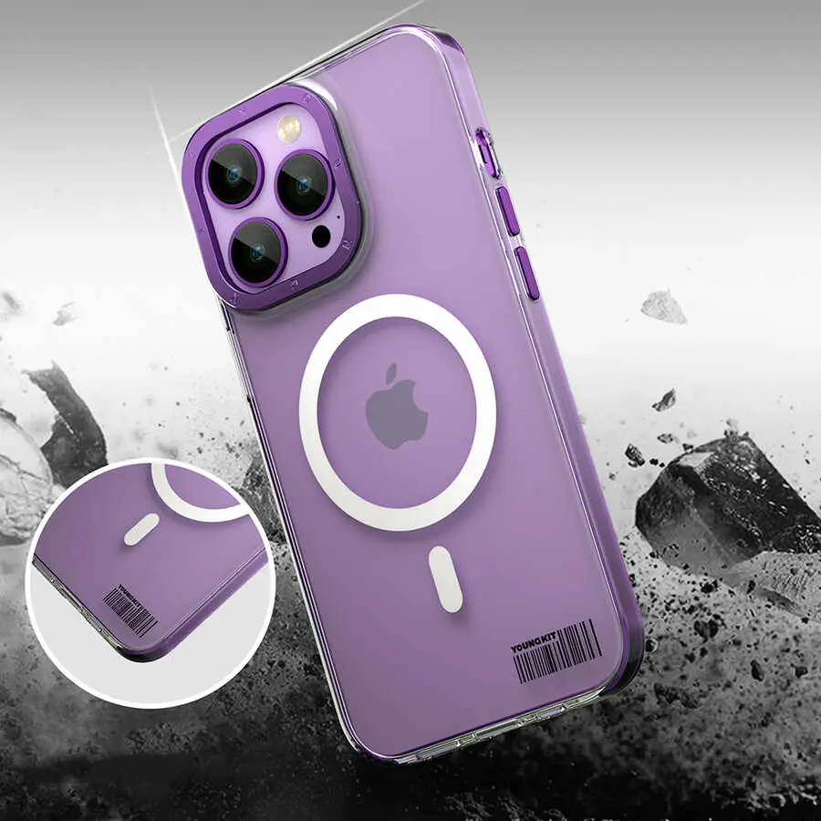 iPhone 14 Pro MagSafe Uyumlu Şeffaf Kılıf - Youngkit Coloured Glaze