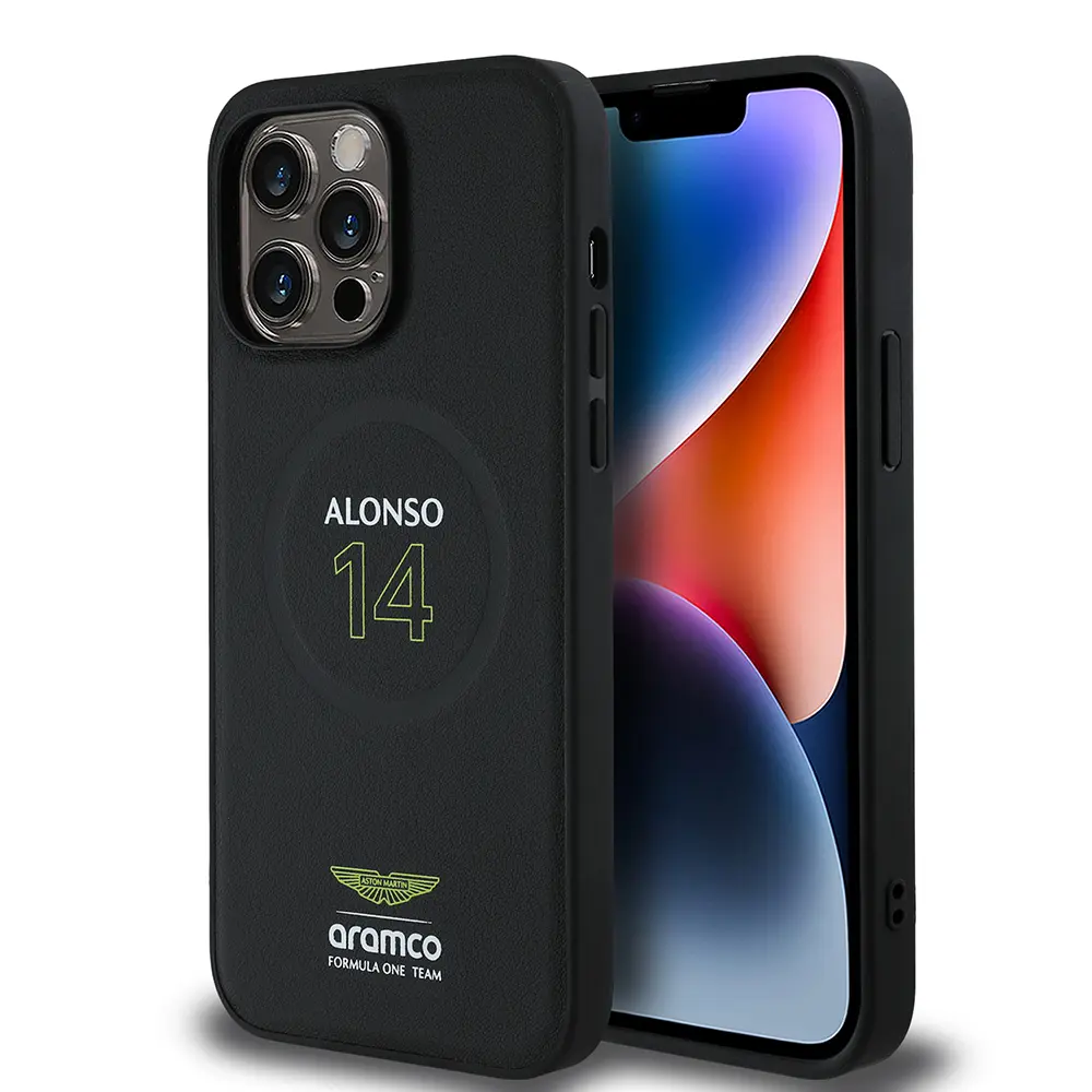 iPhone 14 Pro Max MagSafe Uyumlu PU Deri Kılıf - Aston Martin Alonso 14