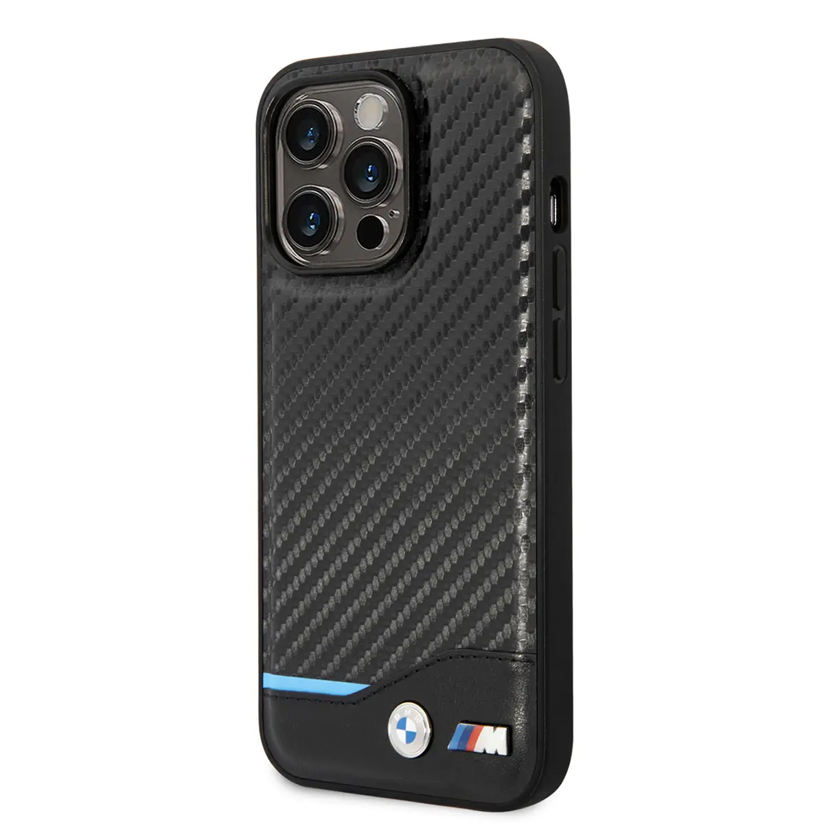 iPhone 14 Pro Max PU Deri ve Karbon Desenli Kılıf - BMW