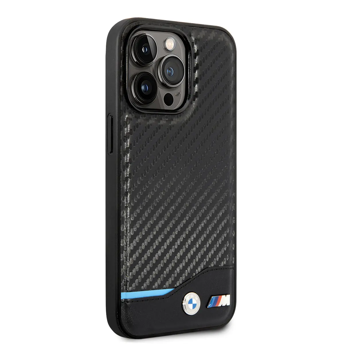 iPhone 14 Pro Max PU Deri ve Karbon Desenli Kılıf - BMW