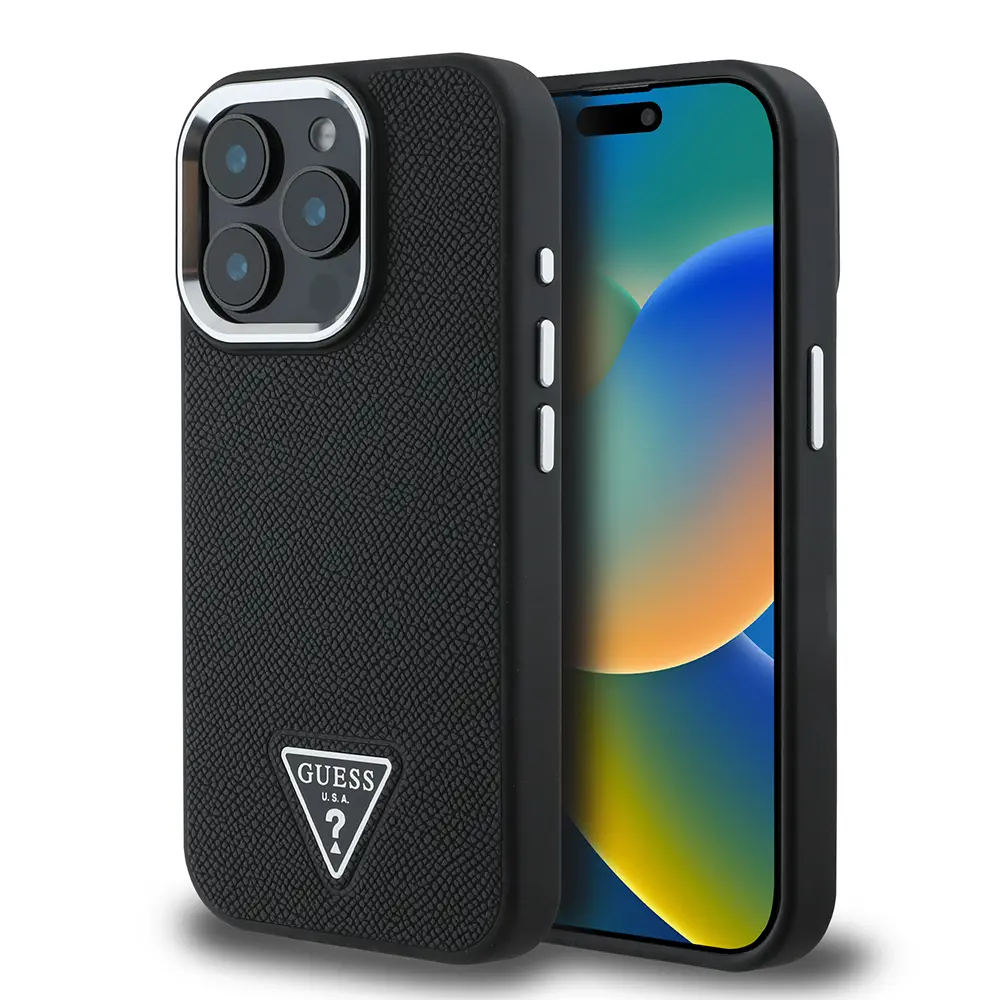 iPhone 14 Pro Max MagSafe Uyumlu Kılıf - Guess Grained Triangle