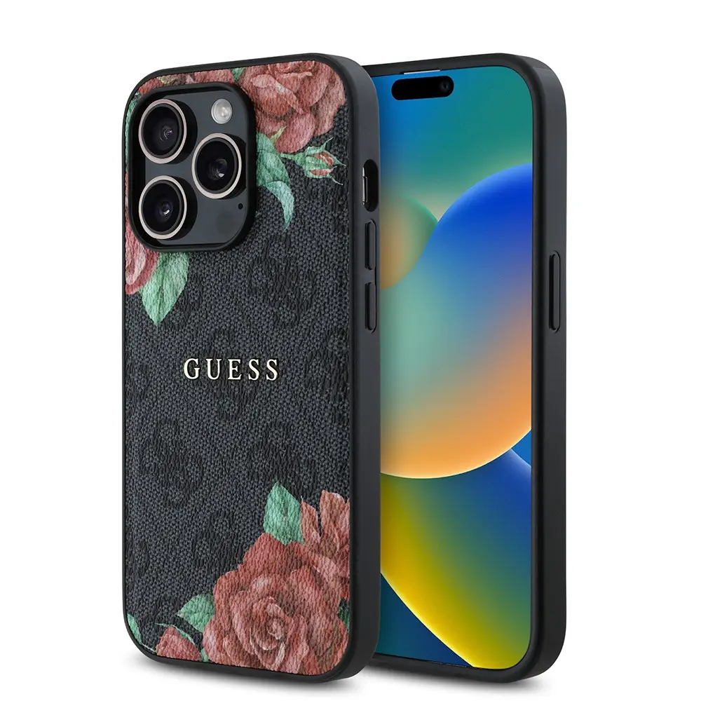 iPhone 14 Pro Max MagSafe Uyumlu Lisanslı Kılıf - Guess Gül Baskılı