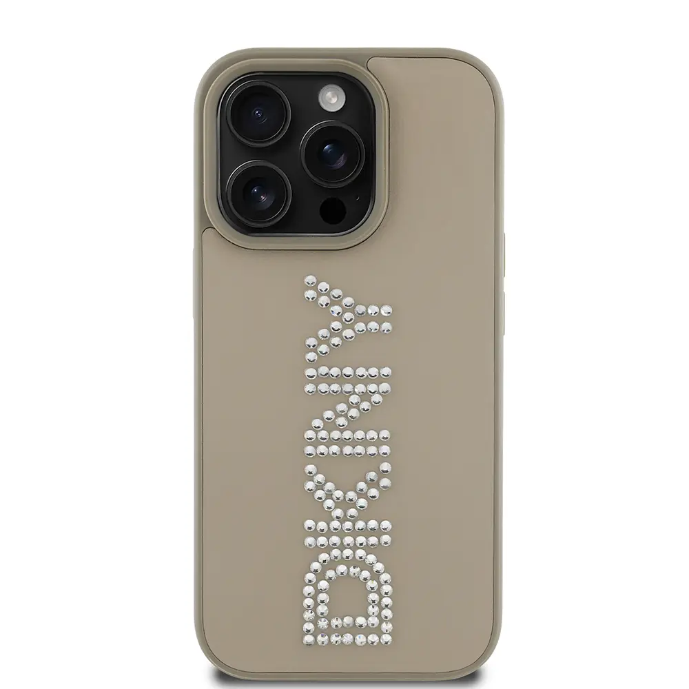iPhone 14 Pro Max Taşlı Metalik PU Deri Kılıf - DKNY Lisanslı