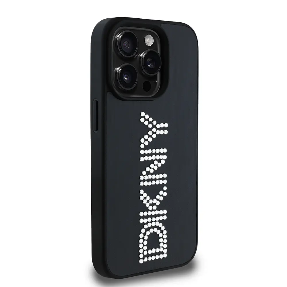 iPhone 14 Pro Max Taşlı Metalik PU Deri Kılıf - DKNY Lisanslı