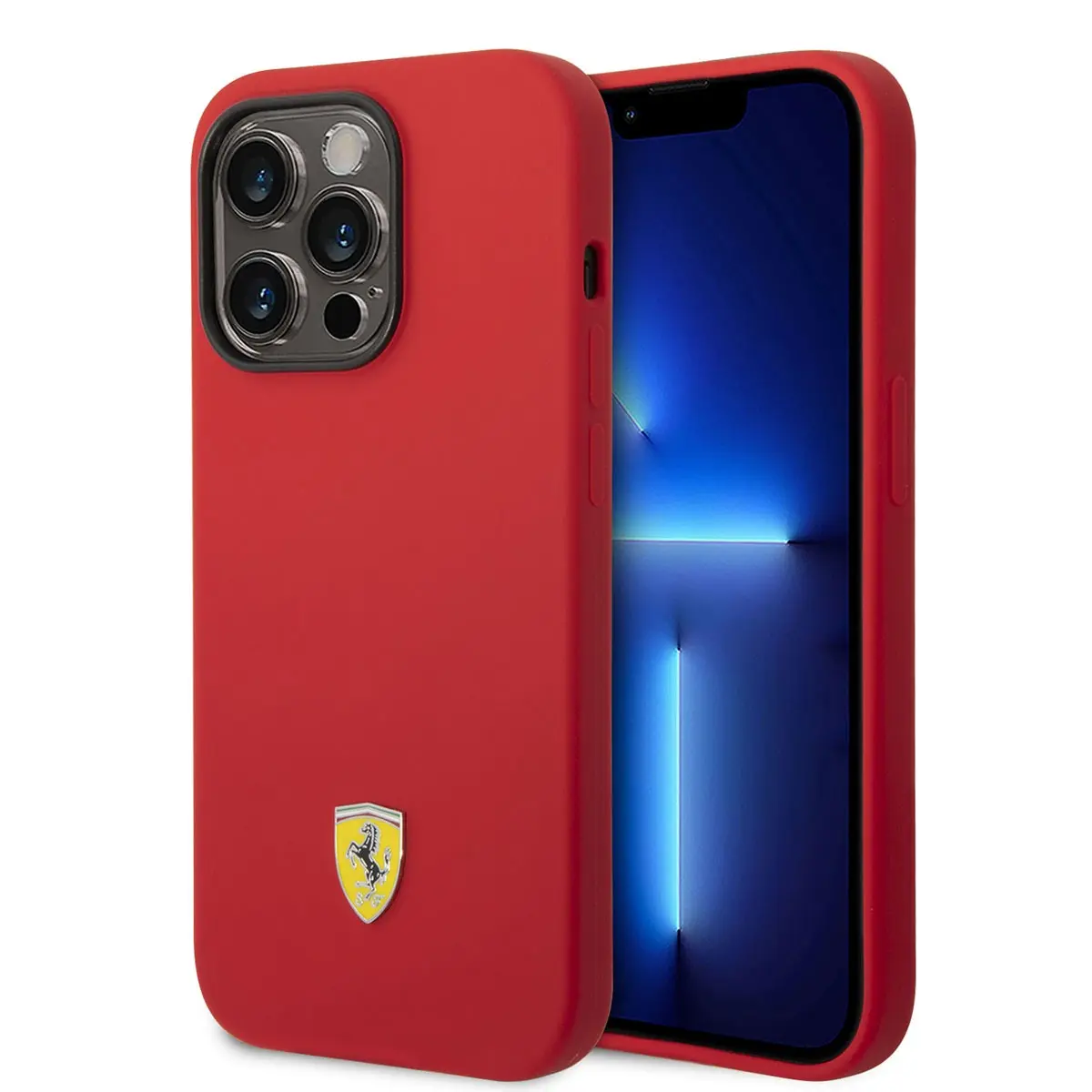iPhone 14 Pro Max MagSafe Uyumlu Silikon Kılıf - Ferrari Metal Logo