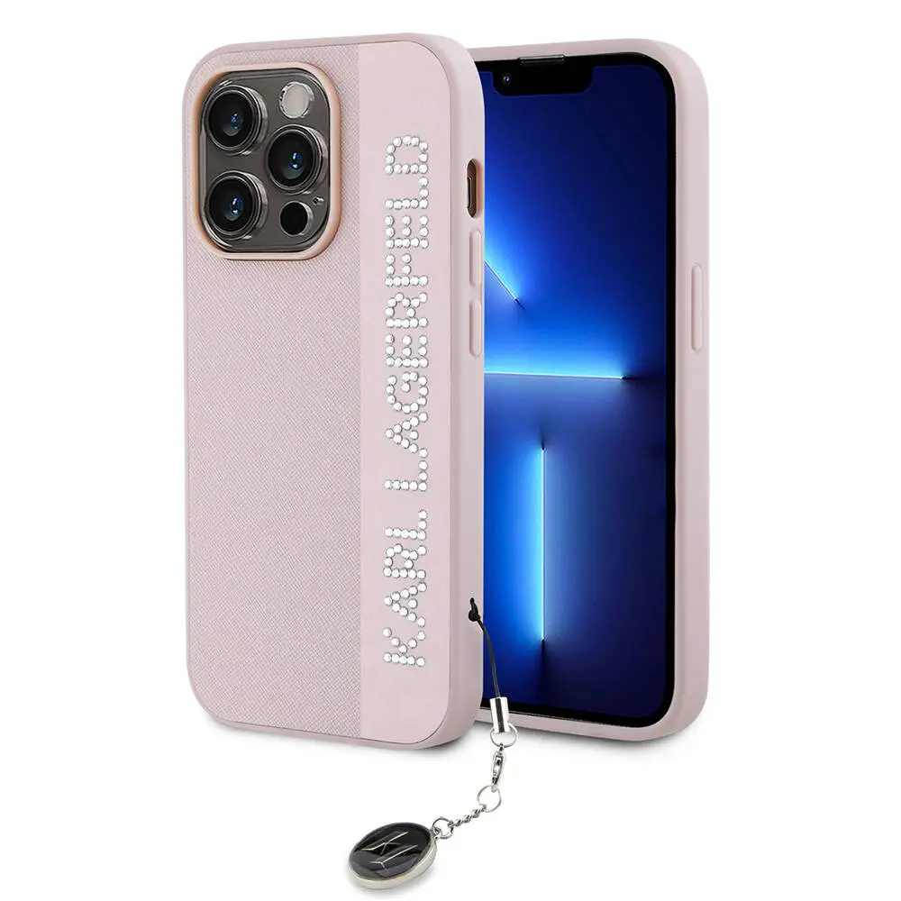 iPhone 14 Pro Max Kılıf, Anahtarlıklı Taşlı Saffiano - Karl Lagerfeld