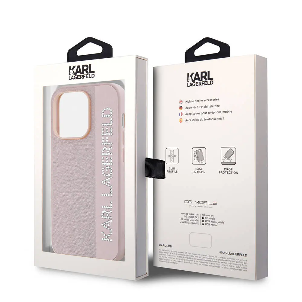 iPhone 14 Pro Max Kılıf, Anahtarlıklı Taşlı Saffiano - Karl Lagerfeld