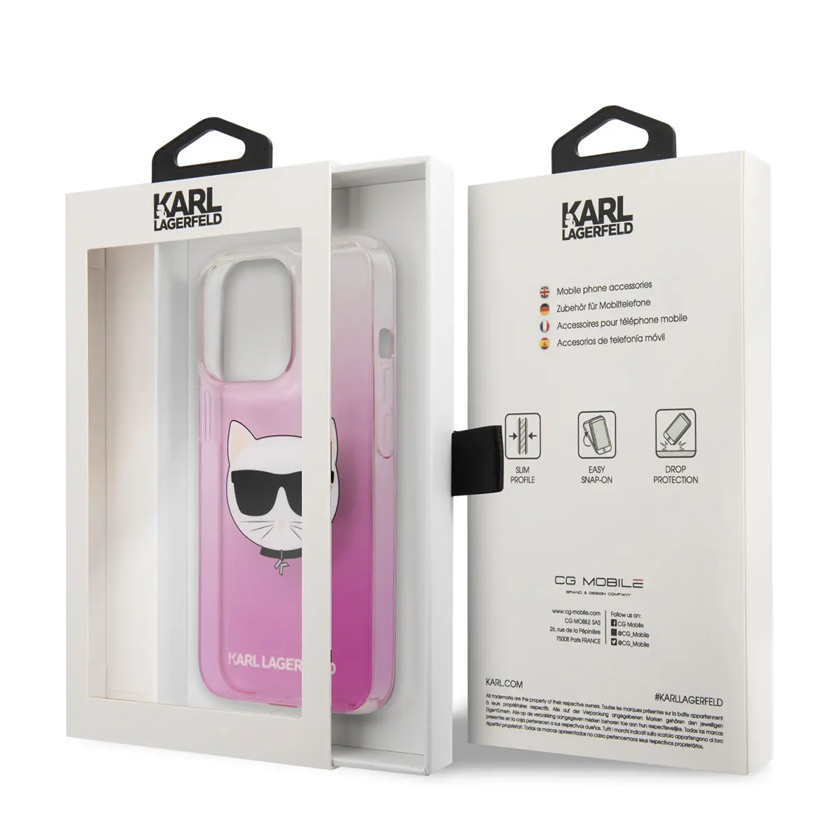 iPhone 14 Pro Max Sert TPU Kılıf, Choupette Dizayn - Karl Lagerfeld