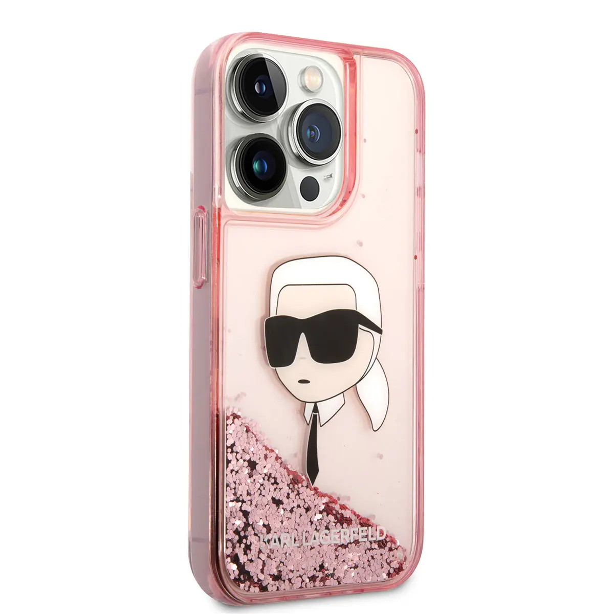 iPhone 14 Pro Max Sıvılı Simli Karl Head Desenli Kılıf - Karl Lagerfeld