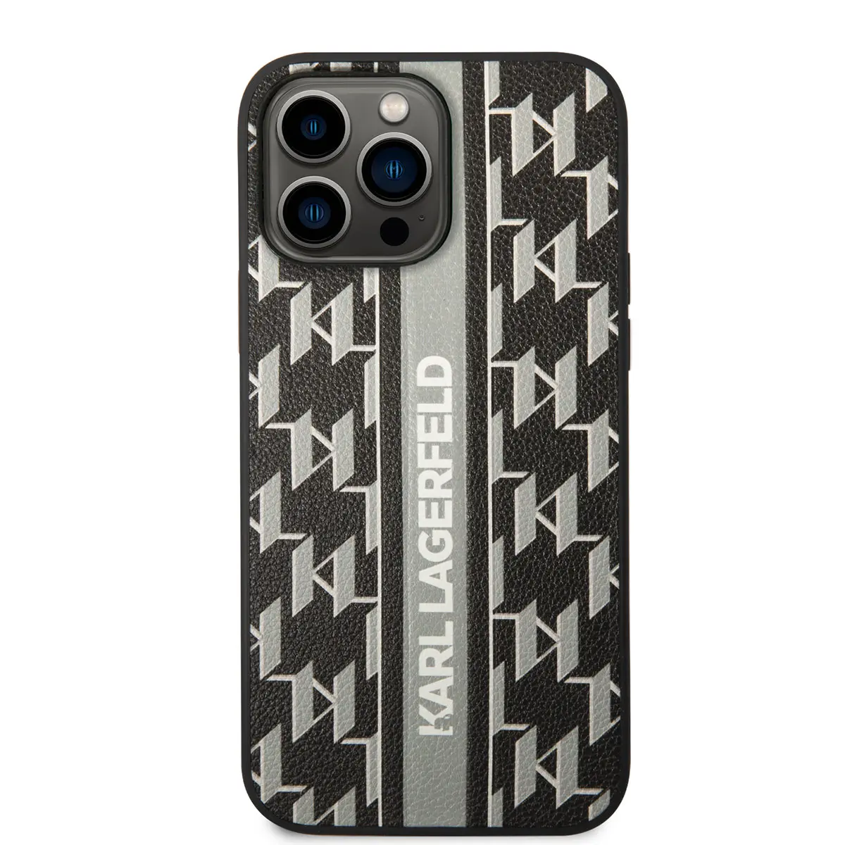 iPhone 14 Pro Max Suni Deri Şerit Dizayn Kılıf - Karl Lagerfeld
