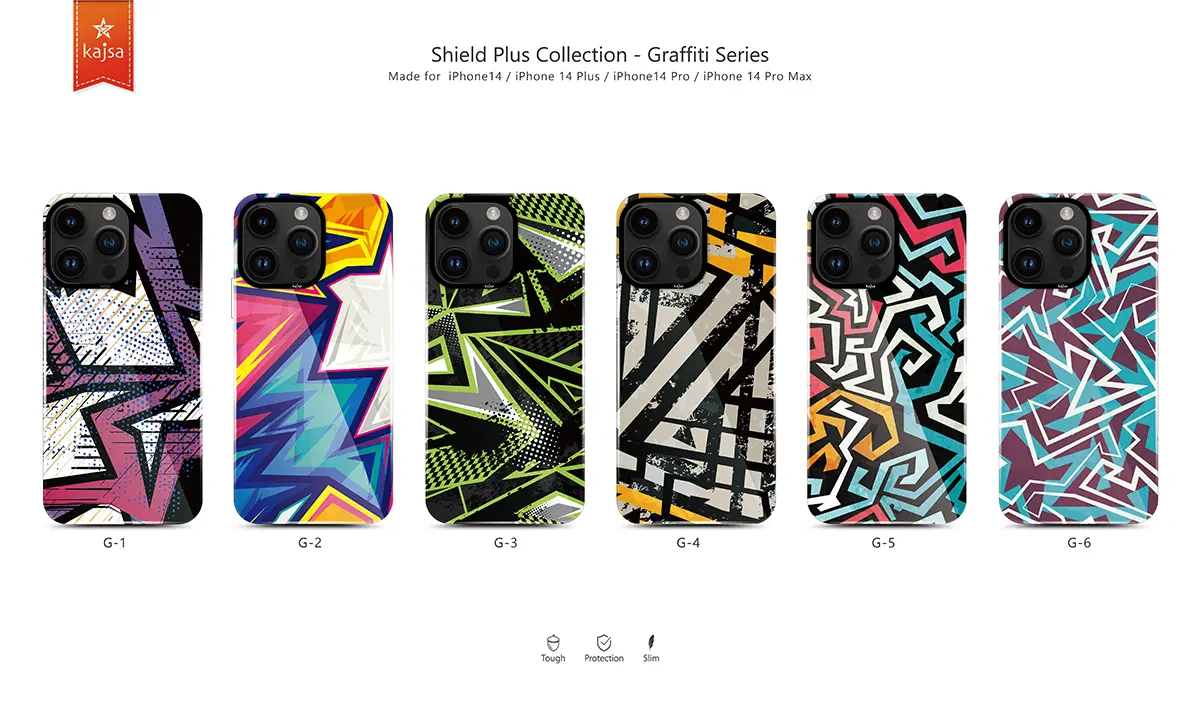 iPhone 14 Pro Max HD Desenli Kılıf - Kajsa Shield Plus Grafiti