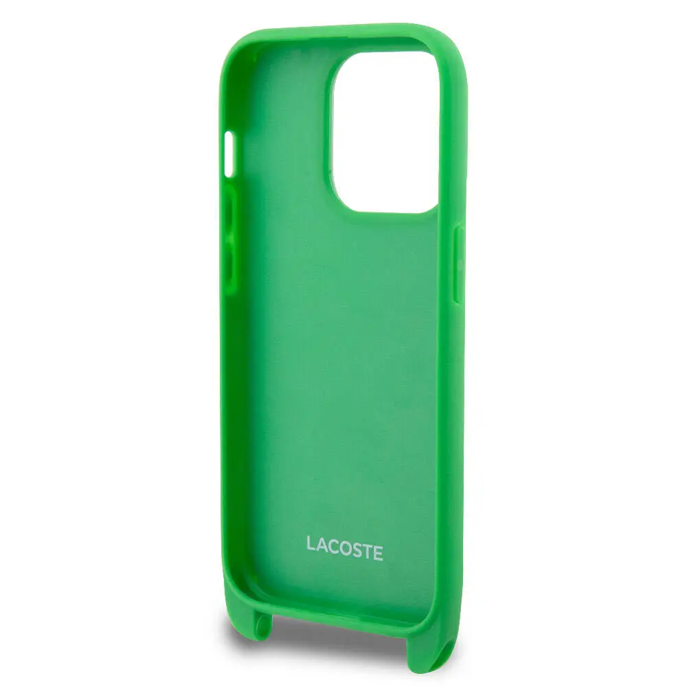 iPhone 14 Pro Max Lacoste Lisanslı PU Pike Desenli Askılı Kılıf