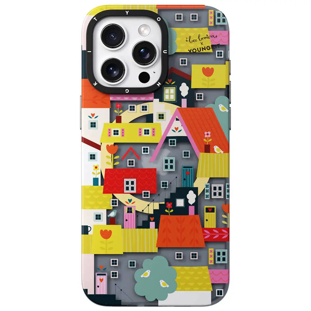 iPhone 14 Pro Max MagSafe Uyumlu Kılıf - Youngkit Colorful Life Bee Brown