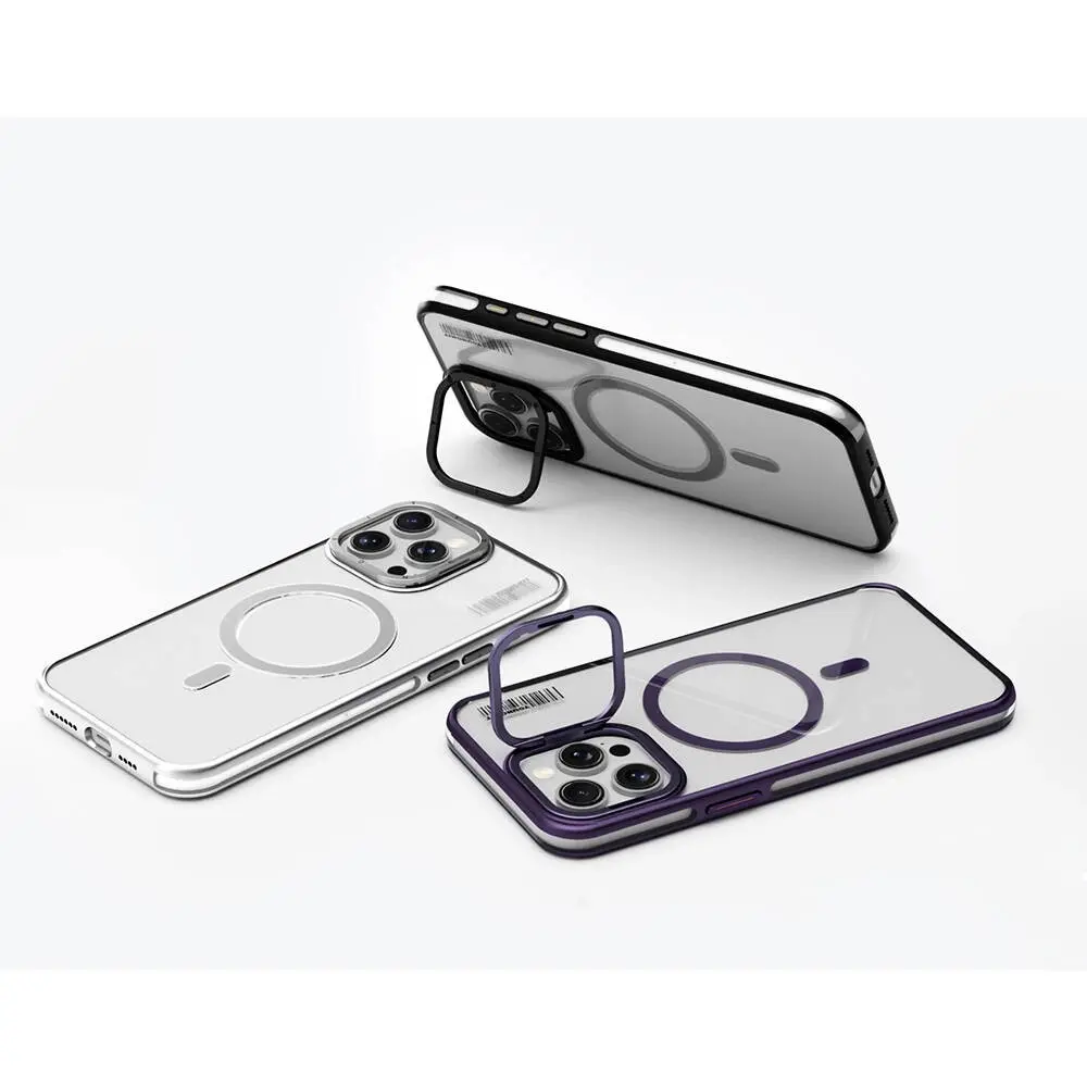 iPhone 14 Pro Max MagSafe Uyumlu Şeffaf Kılıf - Youngkit Crystal Grid