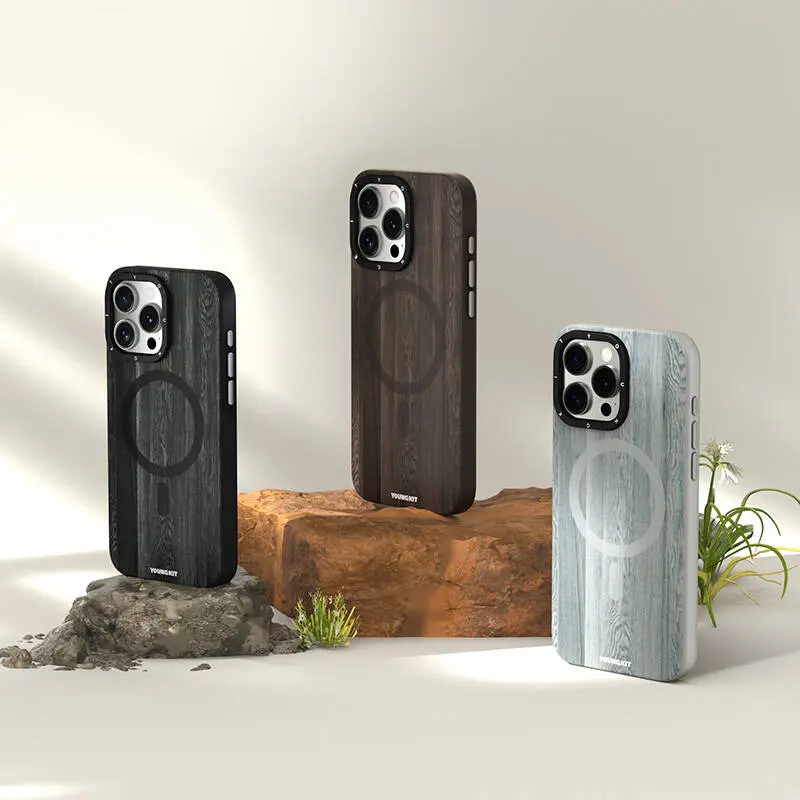 iPhone 14 Pro Max MagSafe Uyumlu Sararmaya Dayanıklı Kılıf - Youngkit Wood Forest