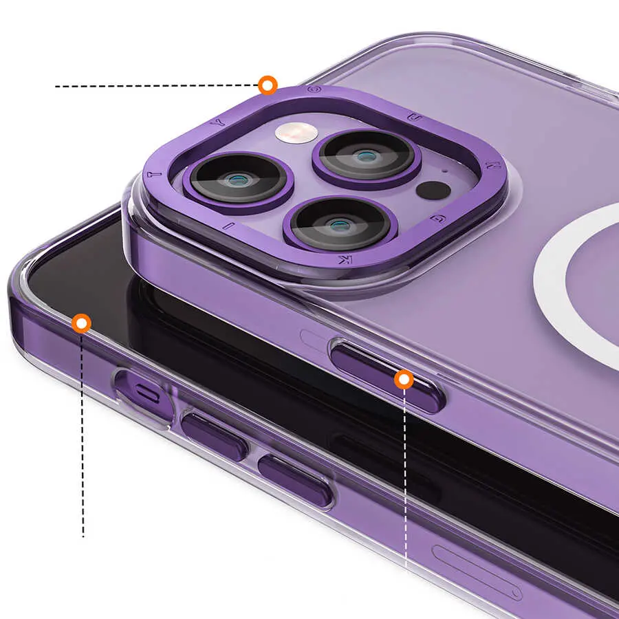 iPhone 14 Pro Max MagSafe Uyumlu Şeffaf Kılıf - Youngkit Coloured Glaze