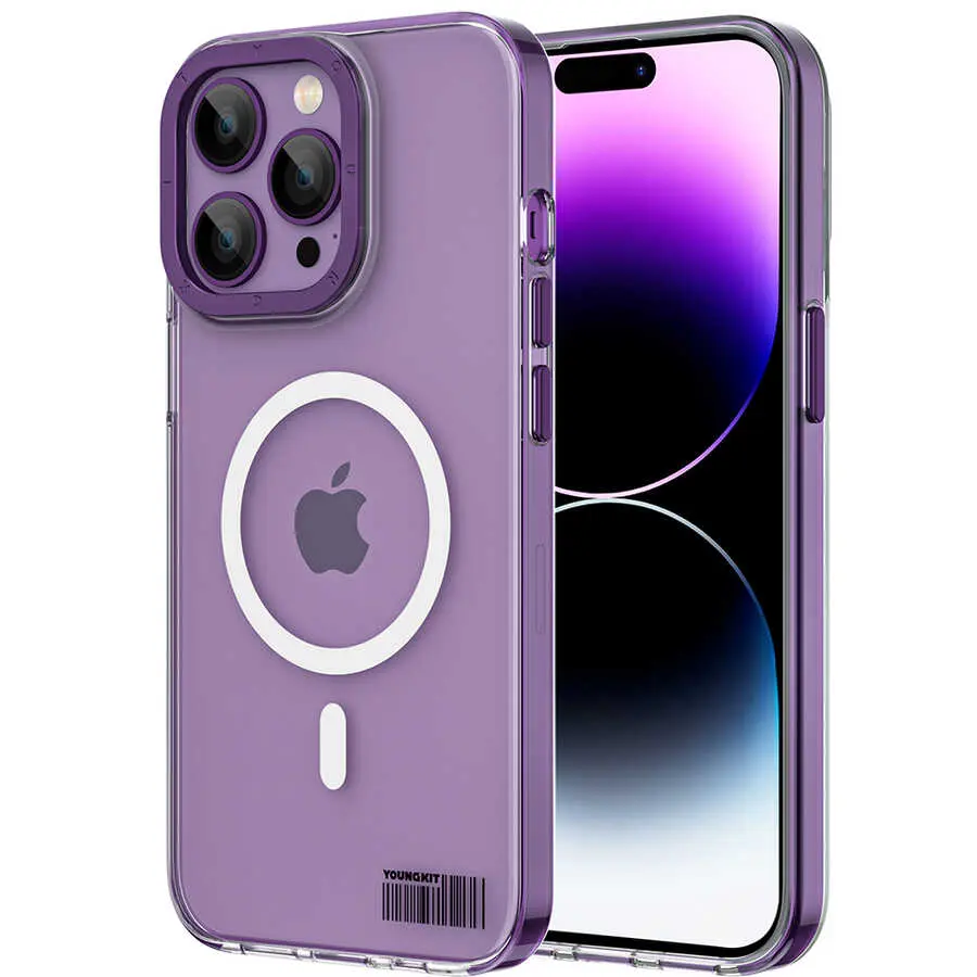 iPhone 14 Pro Max MagSafe Uyumlu Şeffaf Kılıf - Youngkit Coloured Glaze
