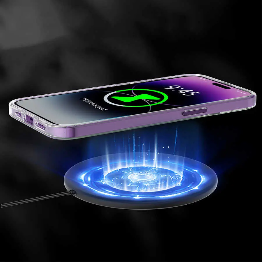 iPhone 14 Pro Max MagSafe Uyumlu Şeffaf Kılıf - Youngkit Coloured Glaze