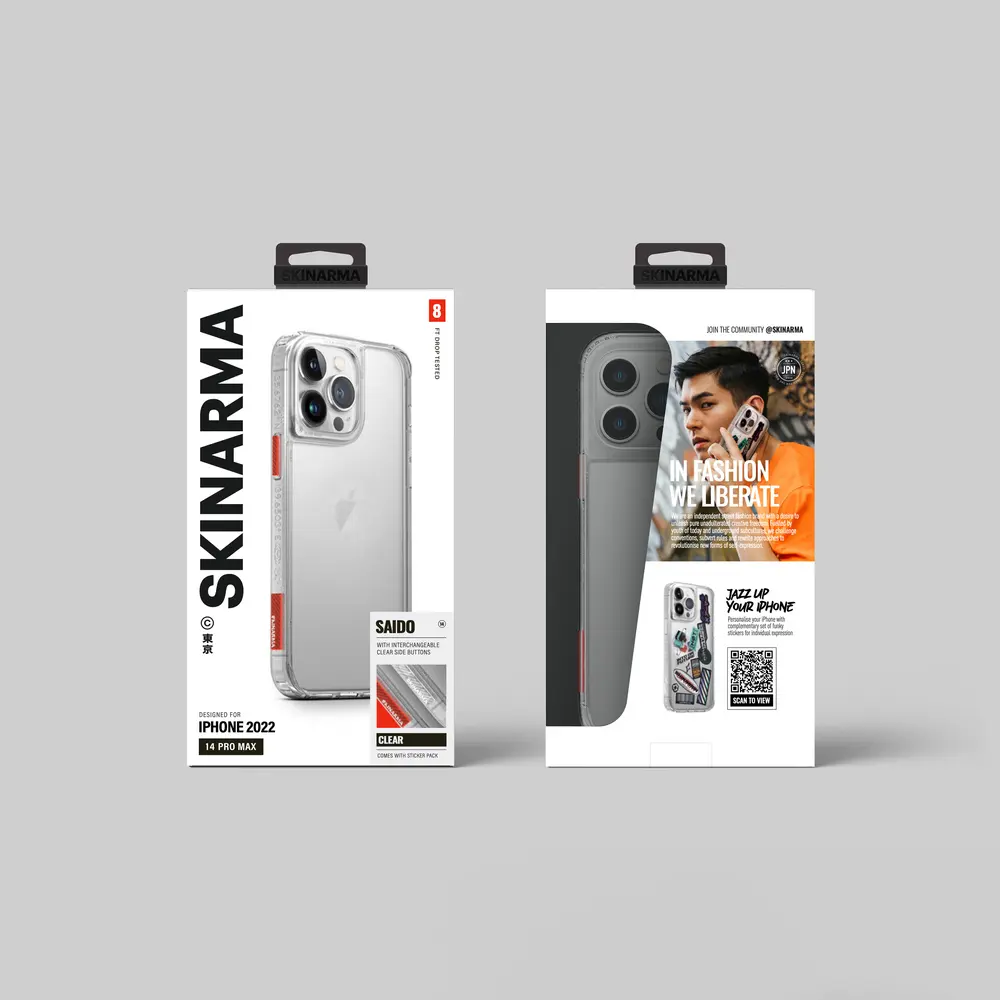 iPhone 14 Pro Max Şeffaf Airbag Tasarımlı Kılıf - Skinarma Saido