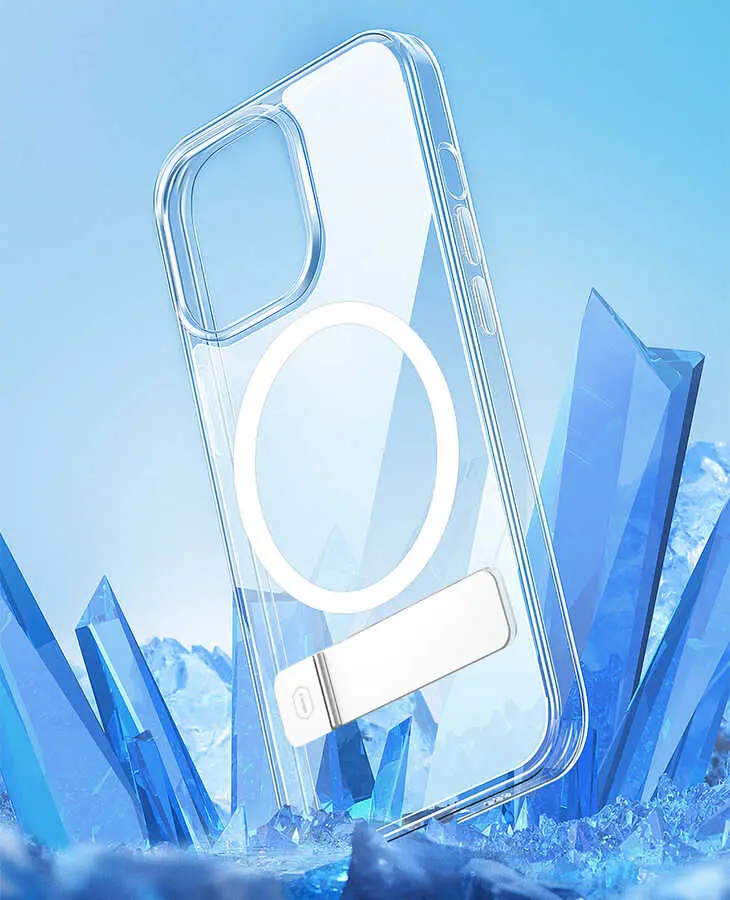 iPhone 14 Pro Max MagSafe Uyumlu Standlı Şeffaf Kılıf - Wiwu Aurora