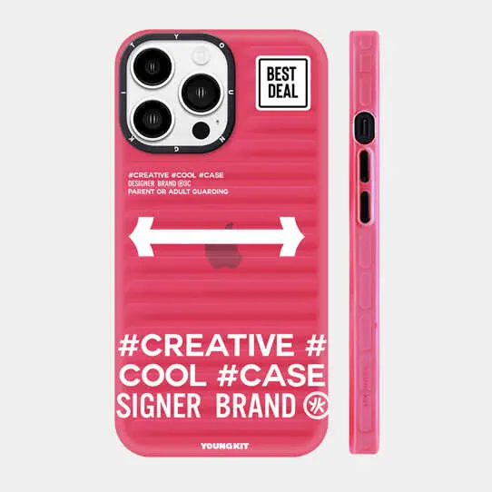 iPhone 14 Pro Max Kılıf, Tırtıklı Yüzeyli Darbe Emici Kapak - YoungKit Luggage FireFly