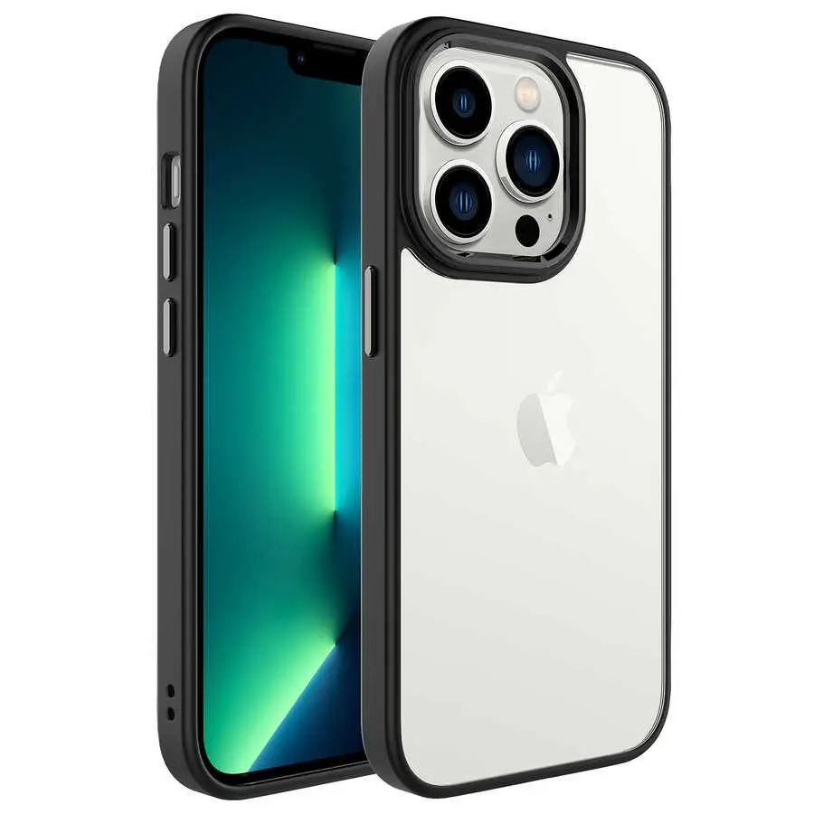 iPhone 14 Pro Max Şeffaf Arka Yüzeyli Kılıf - Zore Krom Kapak