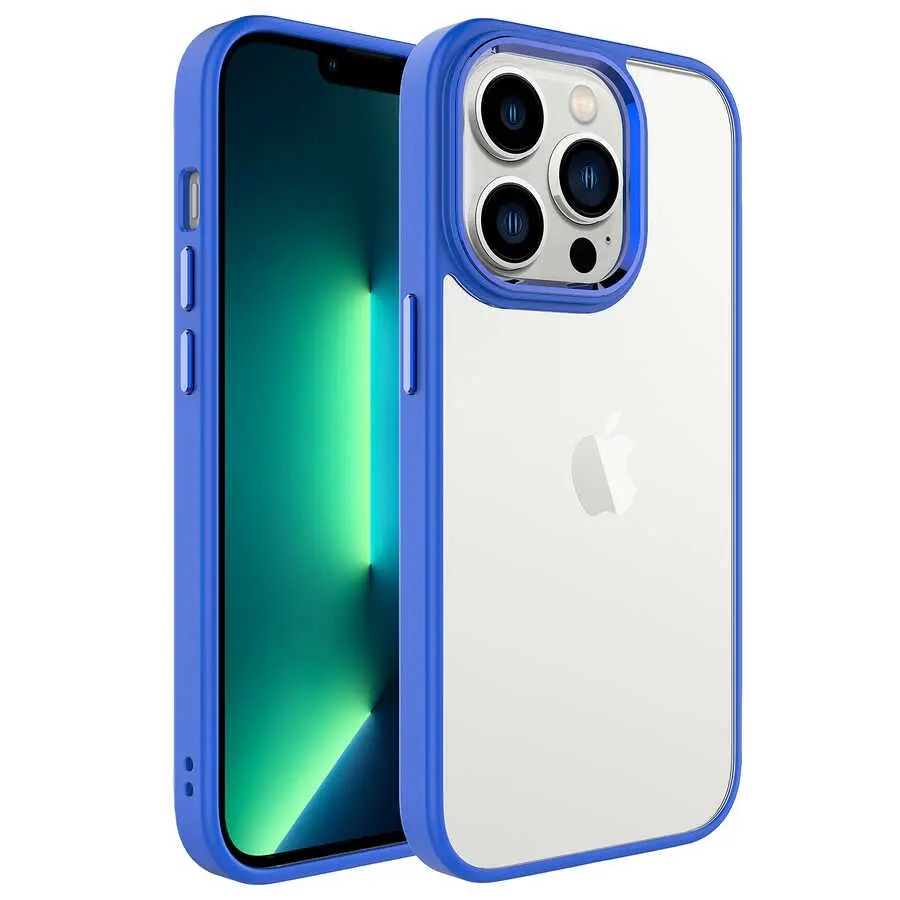iPhone 14 Pro Max Şeffaf Arka Yüzeyli Kılıf - Zore Krom Kapak