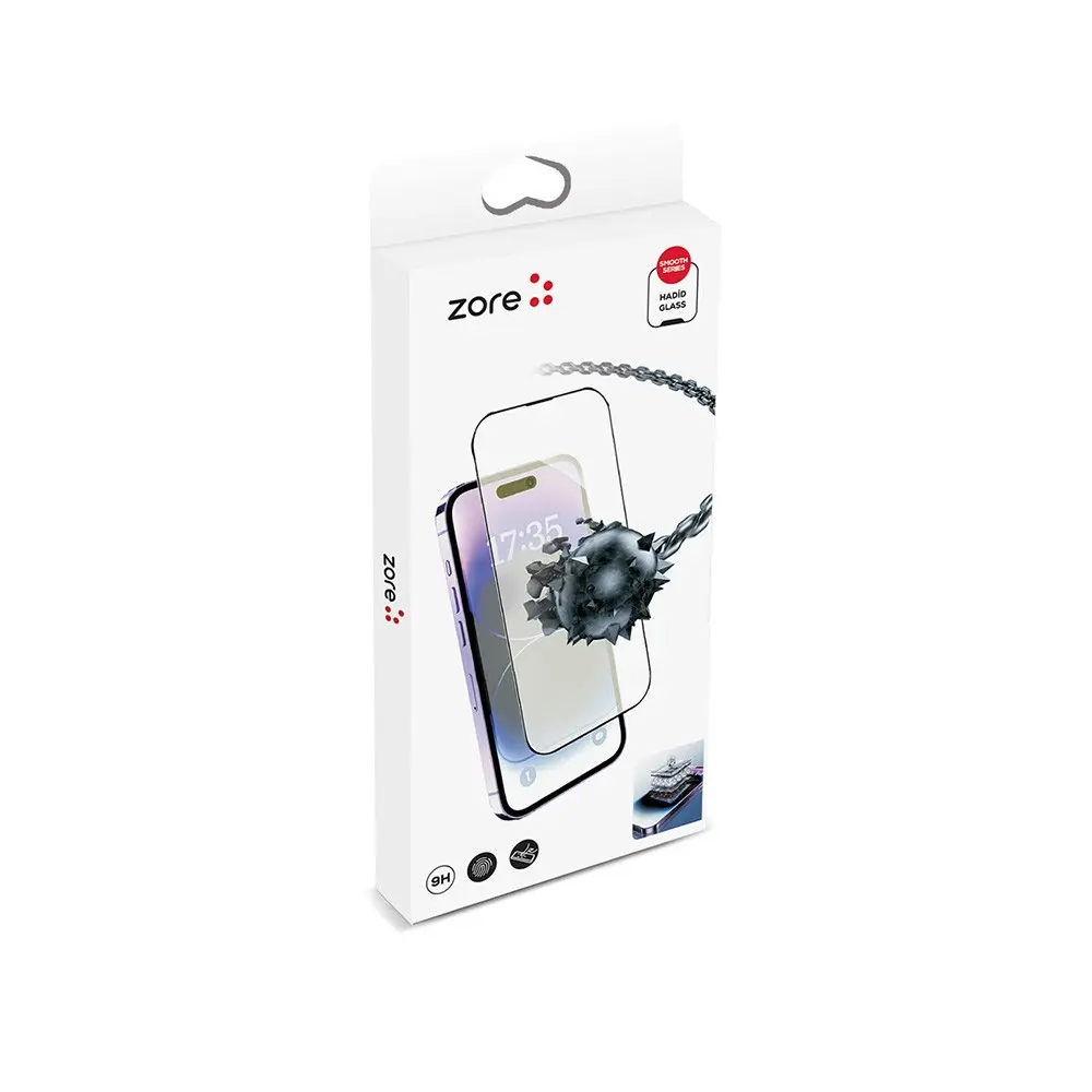 iPhone 14 Pro Max Hizalama Aparatlı 9H Cam Ekran Koruyucu - Zore Hadid Glass