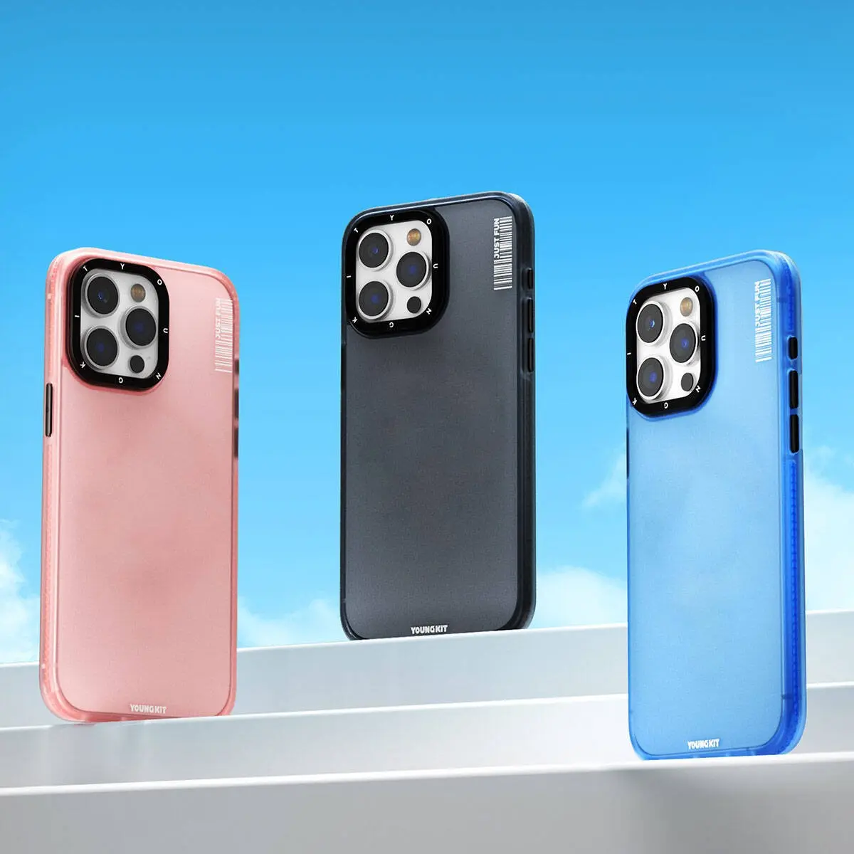 iPhone 15 Buzlu Mat Şeffaf Kılıf - Youngkit Colored Sand