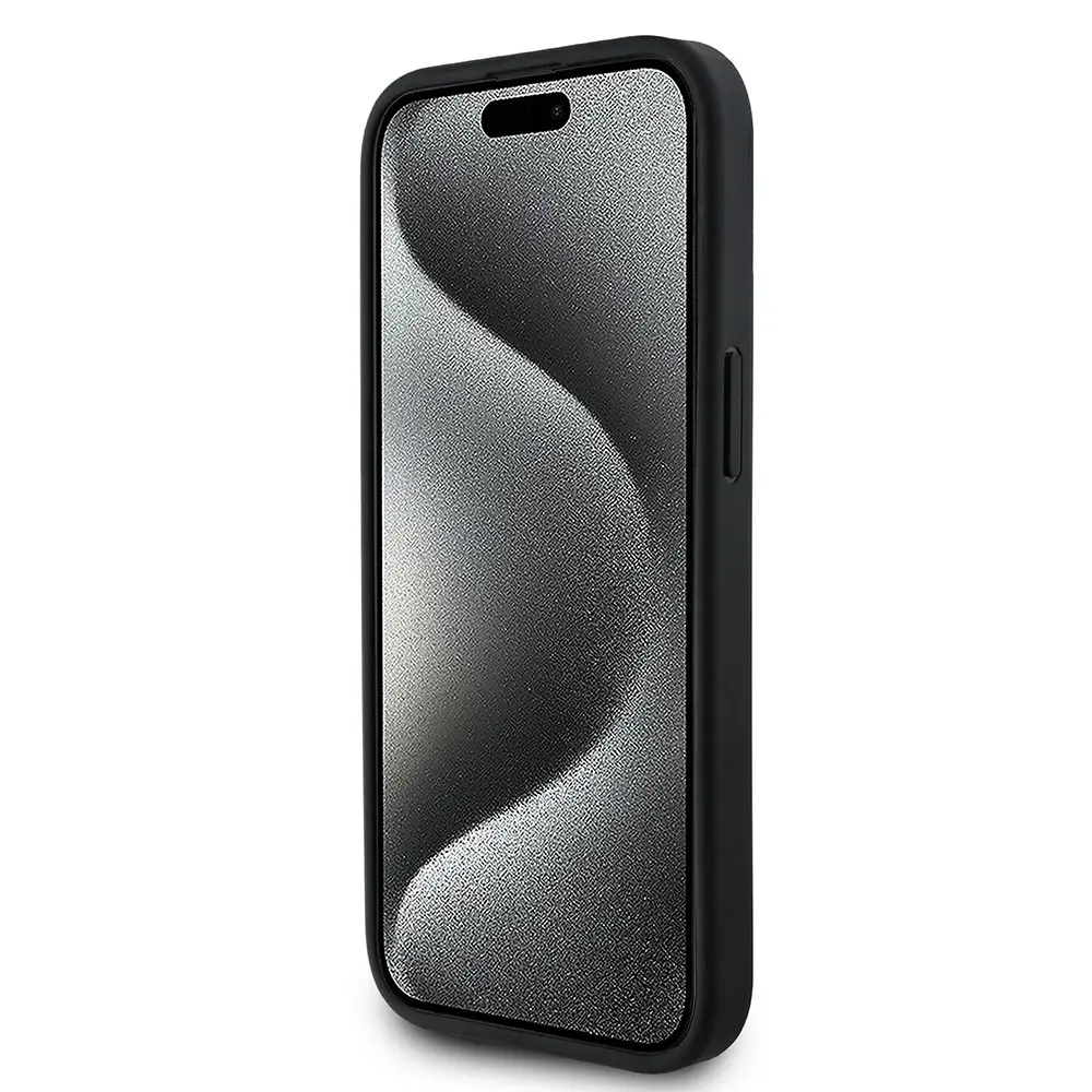 iPhone 15 Kılıf, Karbon Fiber Tasarımlı PU Deri Kapak - BMW Lisanslı