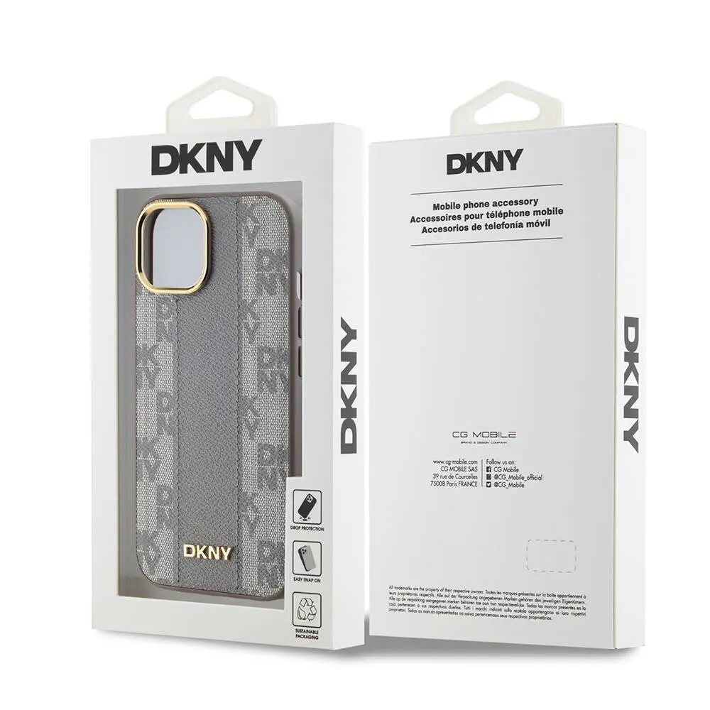 iPhone 15 MagSafe Uyumlu 3D Checkered Desenli Kılıf - DKNY